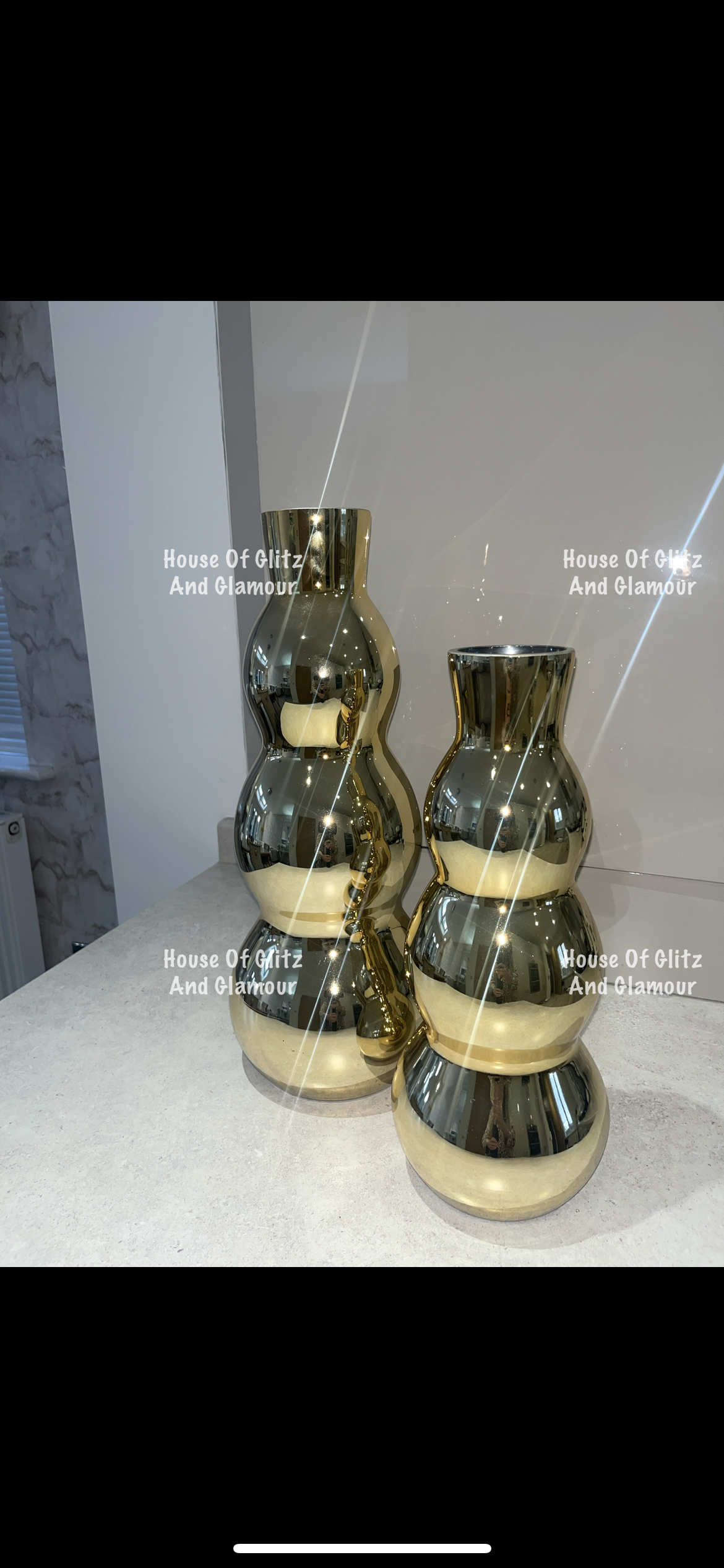 Gold Bubble Shape Glass Vase 50cm