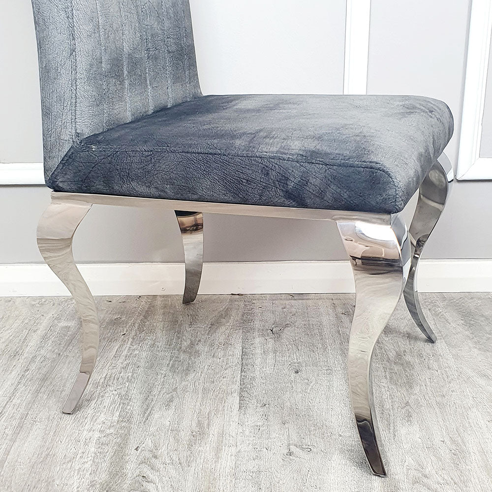 Lia Grey High Back Velvet Dining Chair