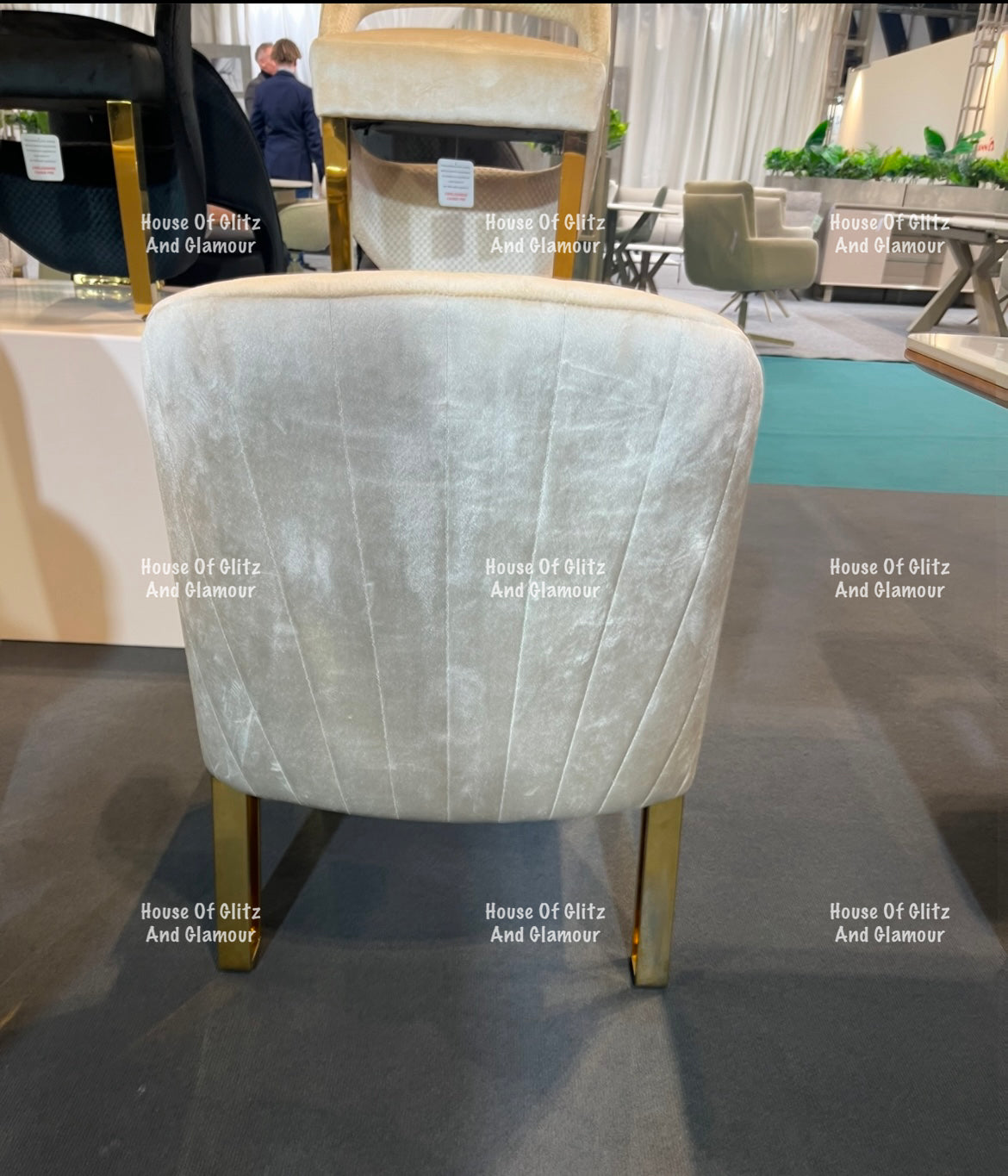 Fabi Cream Velvet And Gold Breakfast Stool / Bar Stool