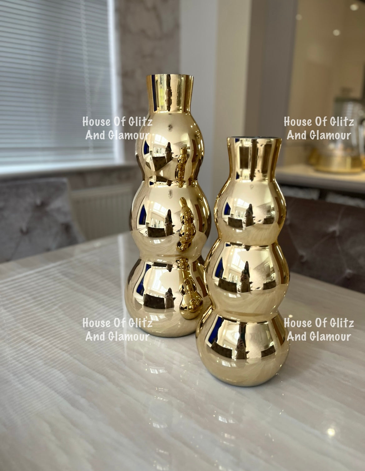 Gold Bubble Shape Glass Vase 50cm
