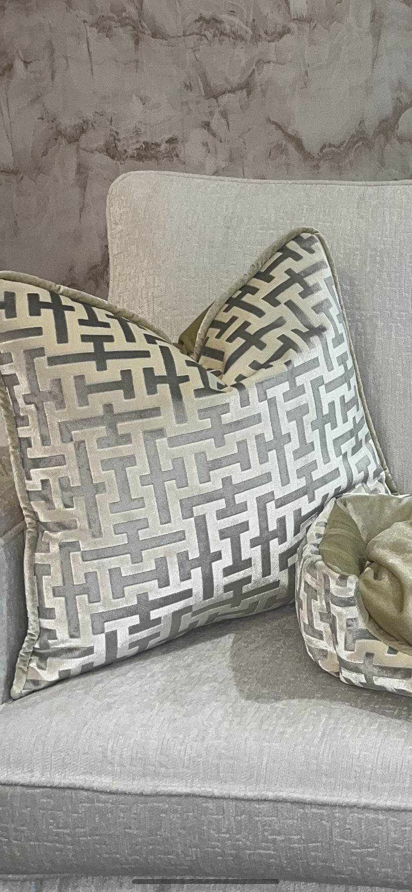 Aztech Cushion in Cream & Gold