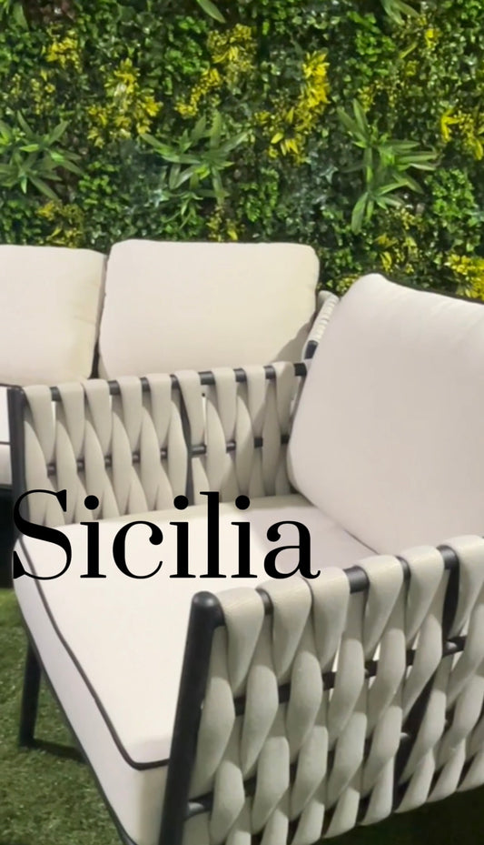 Sicilia Rattan 3 Seater Sofa & 2 Armchairs Coffee Table Set
