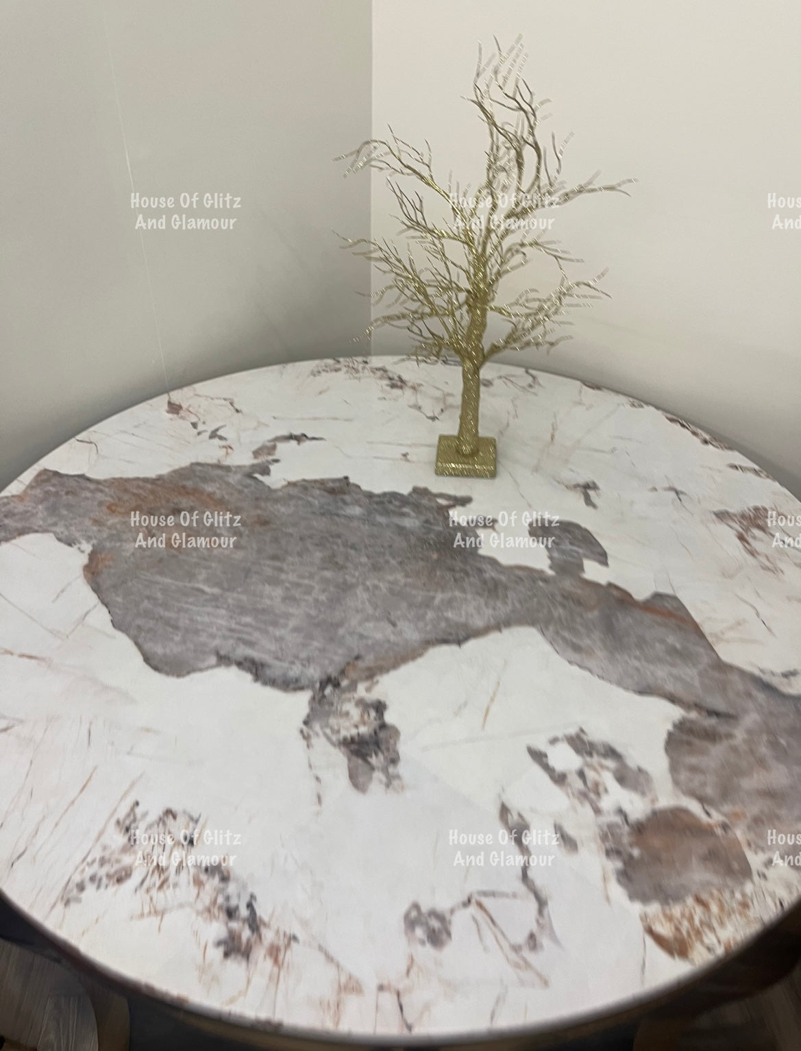 Louis Pandora Dining Table With Gold Legs And Marble Top