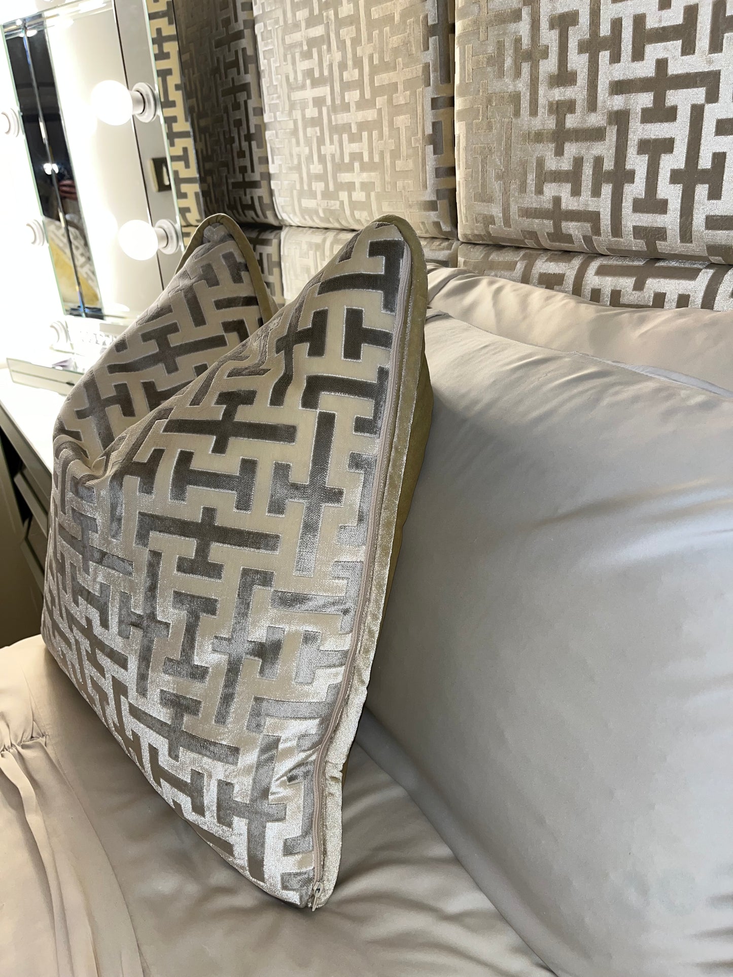 Aztech Cushion in Cream & Gold