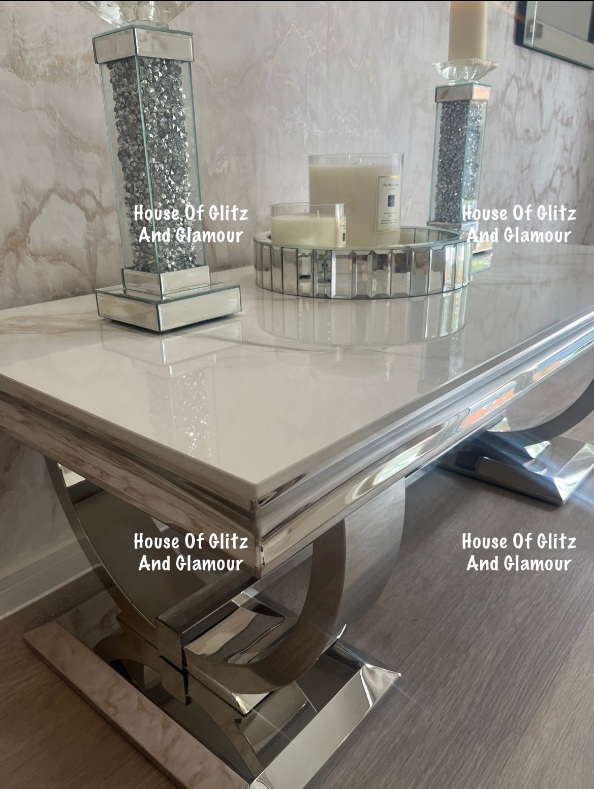 Arianna Kasi Sintered Stone & Stainless Steel Circular Base Coffee Table 120cm x 60cm x 42cm