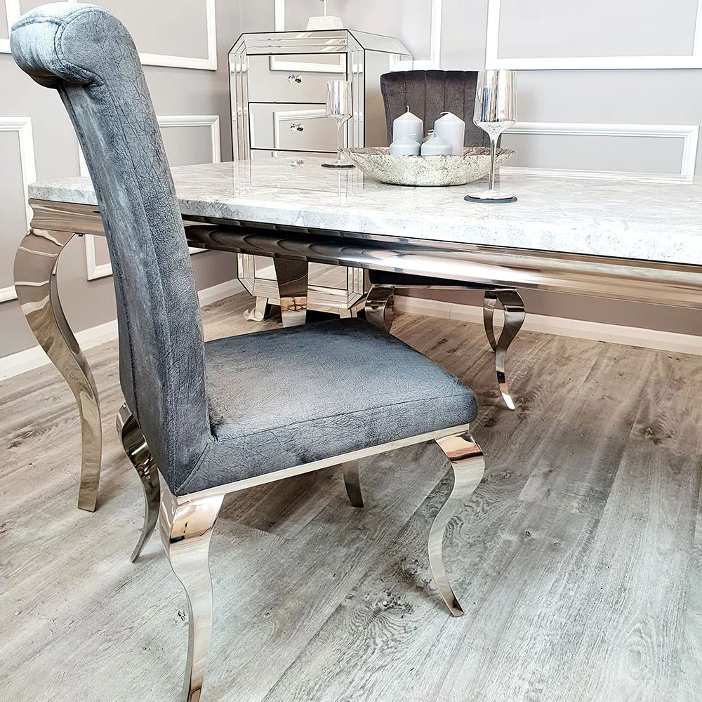 Lia Grey High Back Velvet Dining Chair