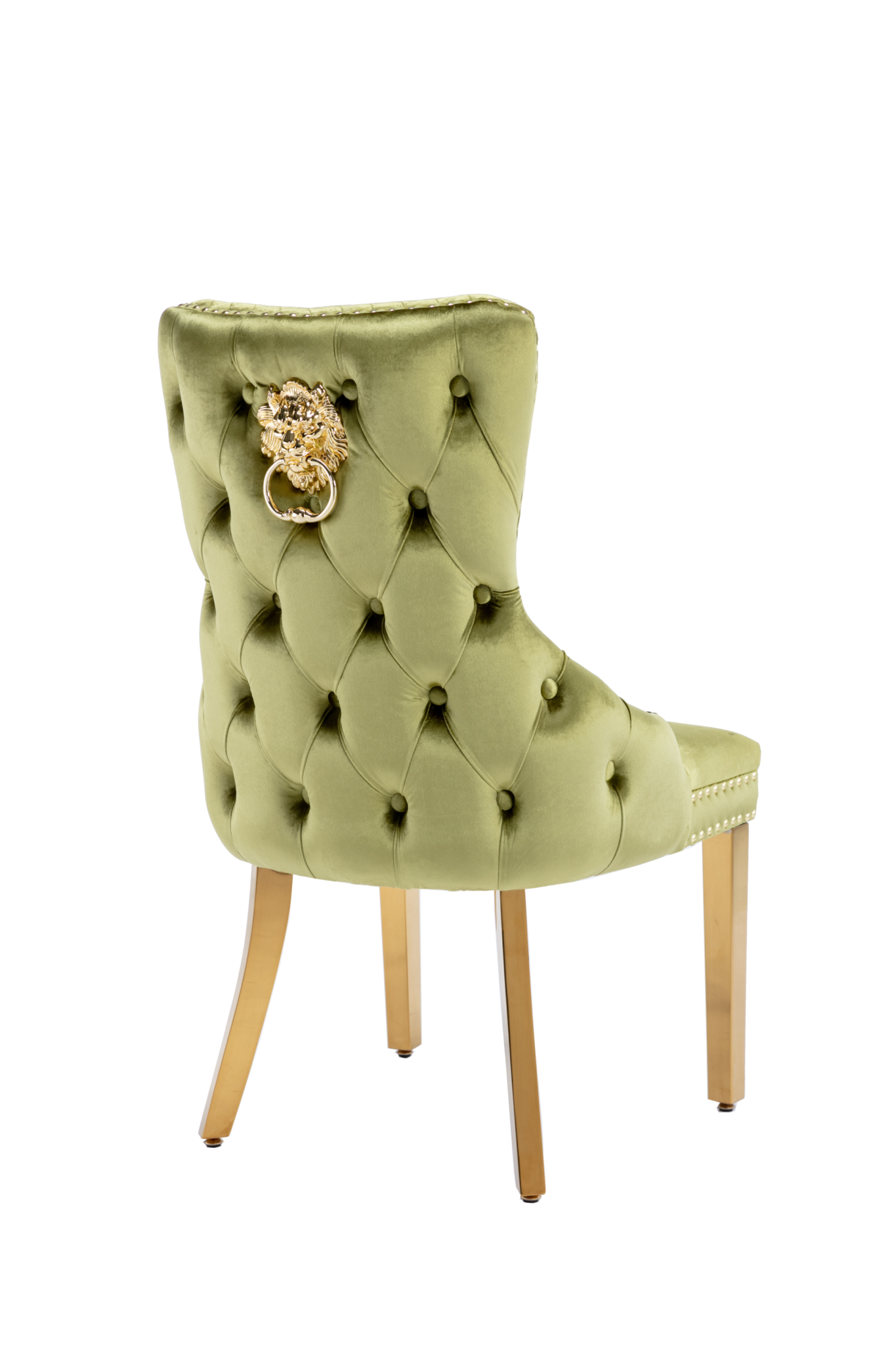 Giselle Green Gold Lion Knocker Dining Chair