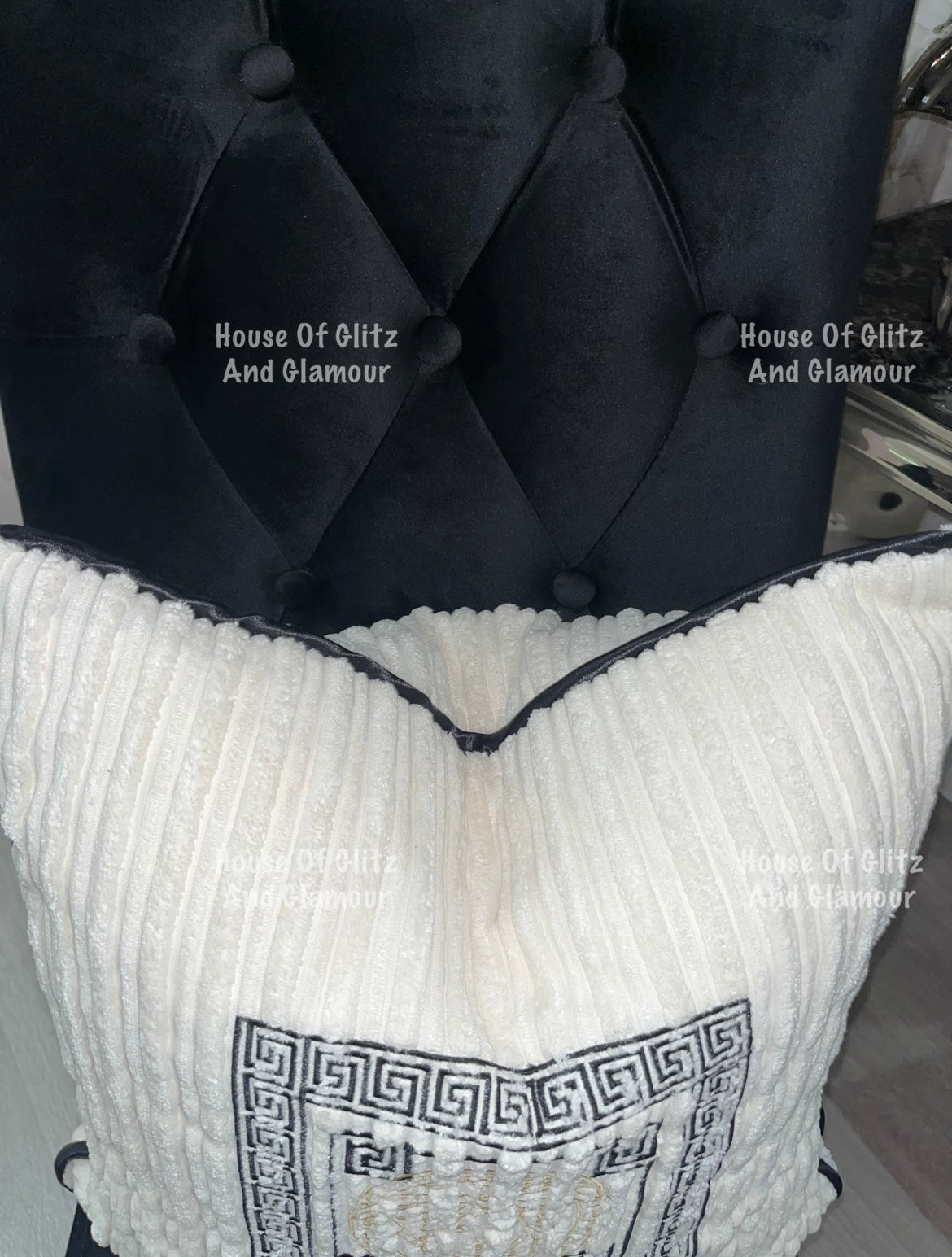 Medusa Cushion in Cream & Black