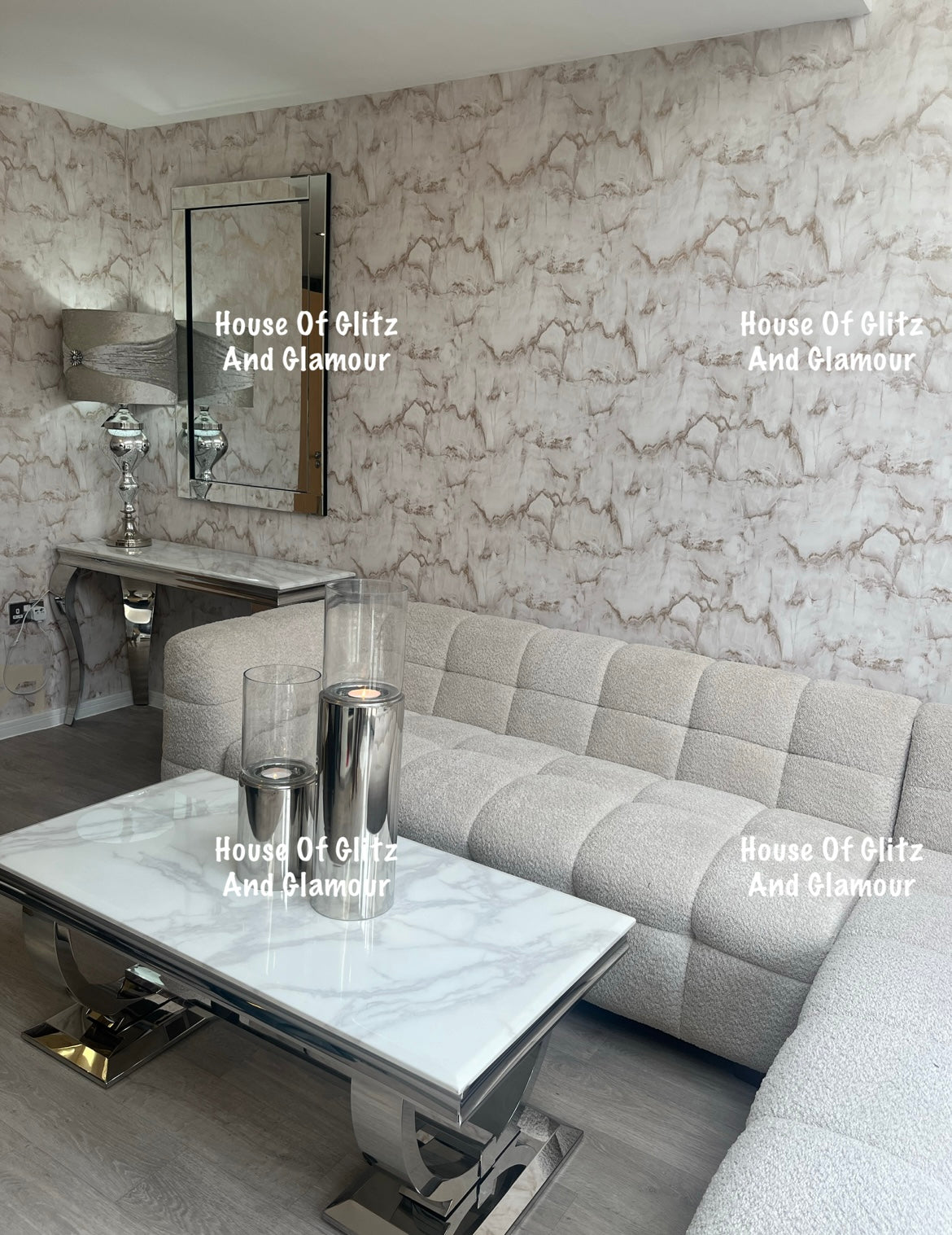 Arianna White Marble & Stainless Steel Circular Base Coffee Table 120cm x 60cm x 42cm