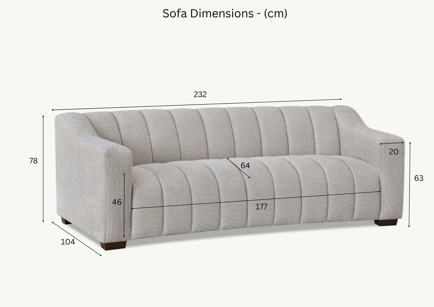 Alexa 3 Seater Boucle Sofa in Oatmeal Boucle Fabric