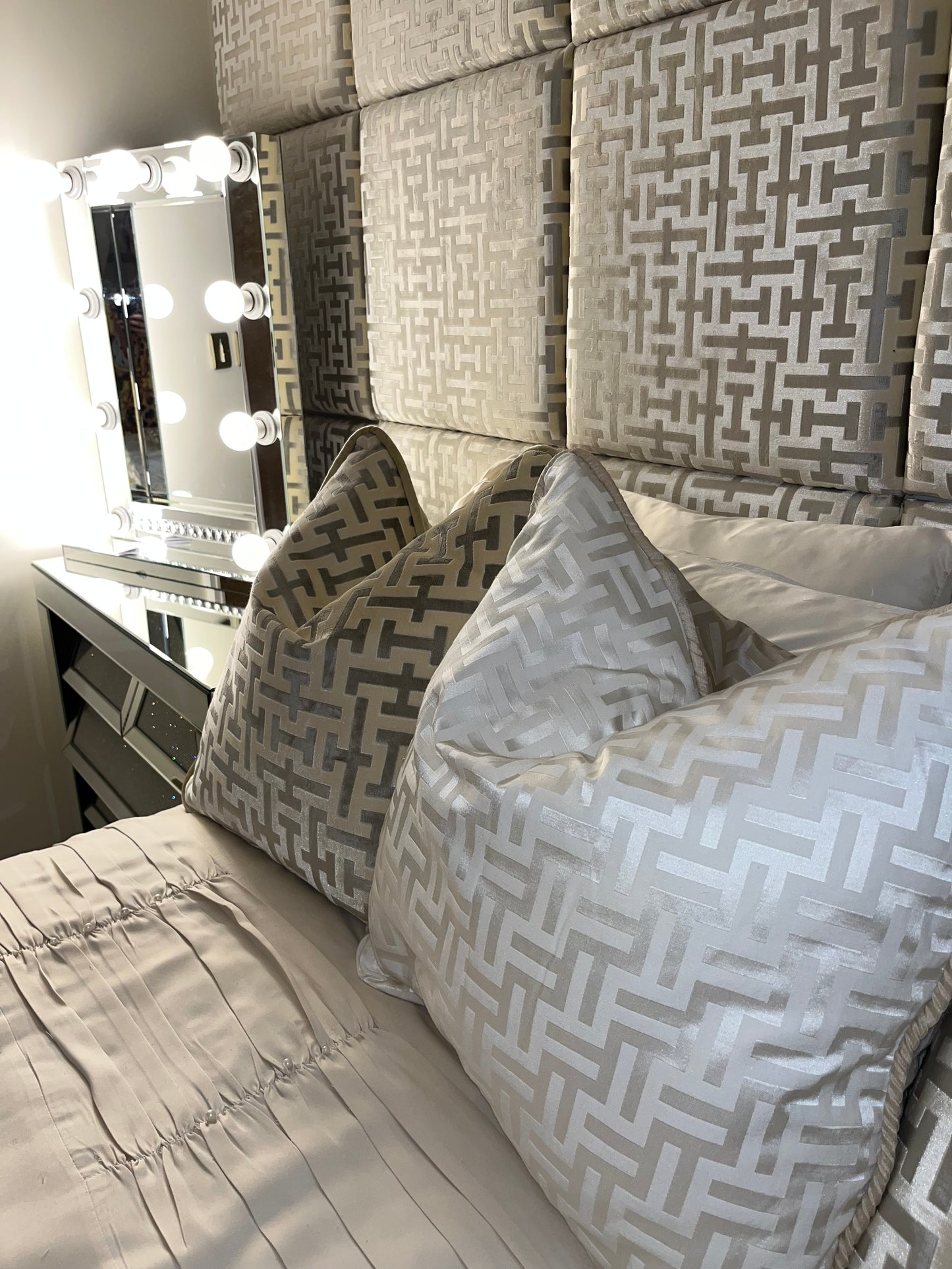 Aztech Cushion in Cream & Gold