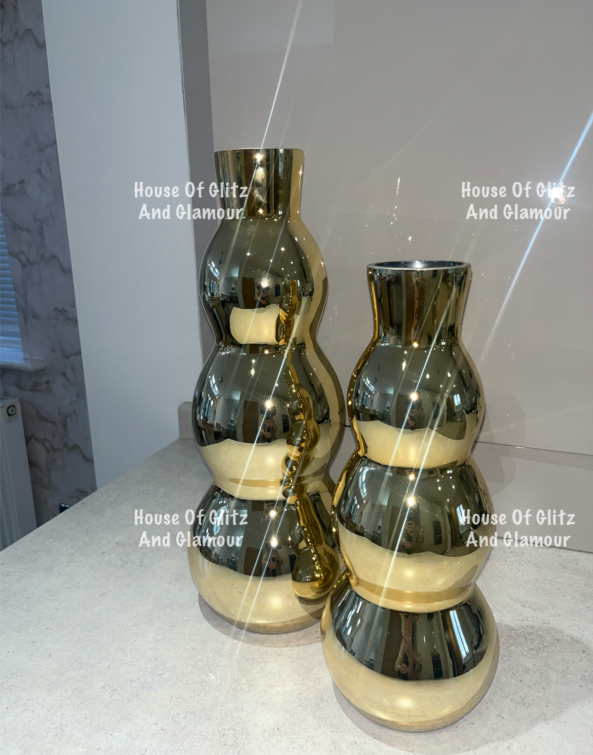 Gold Bubble Shape Glass Vase 40cm