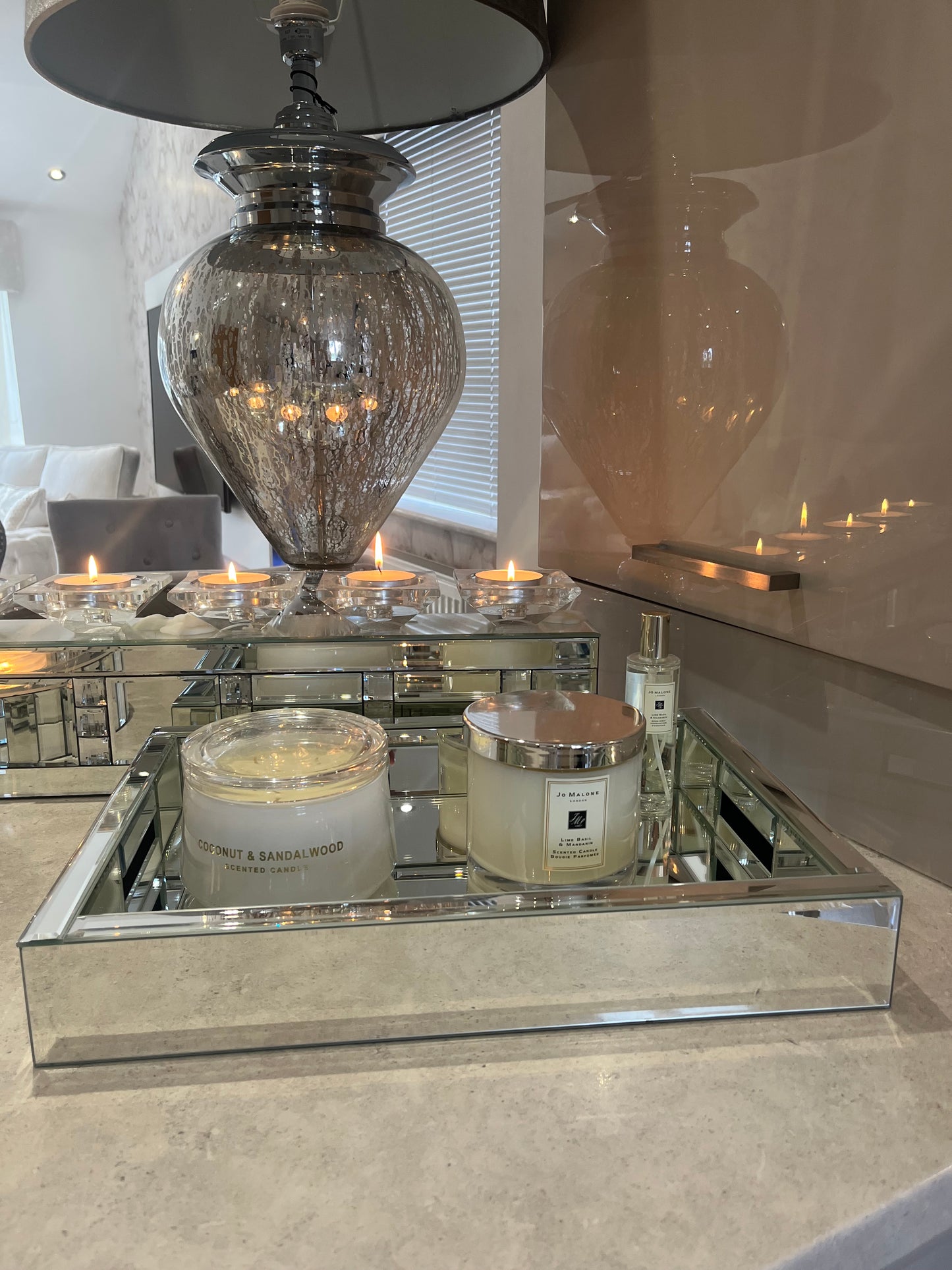 Large Bauble Lamp With 19inch Grey Shade