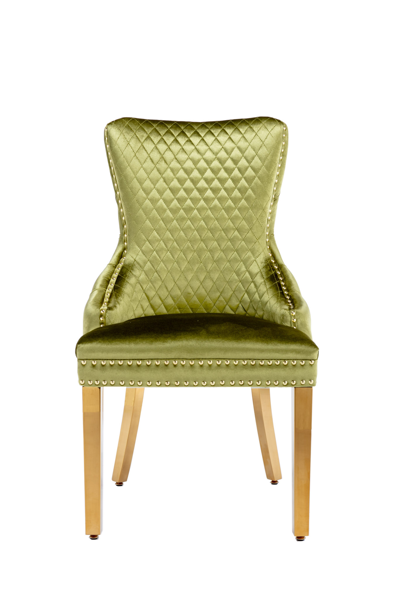 Giselle Green Gold Lion Knocker Dining Chair