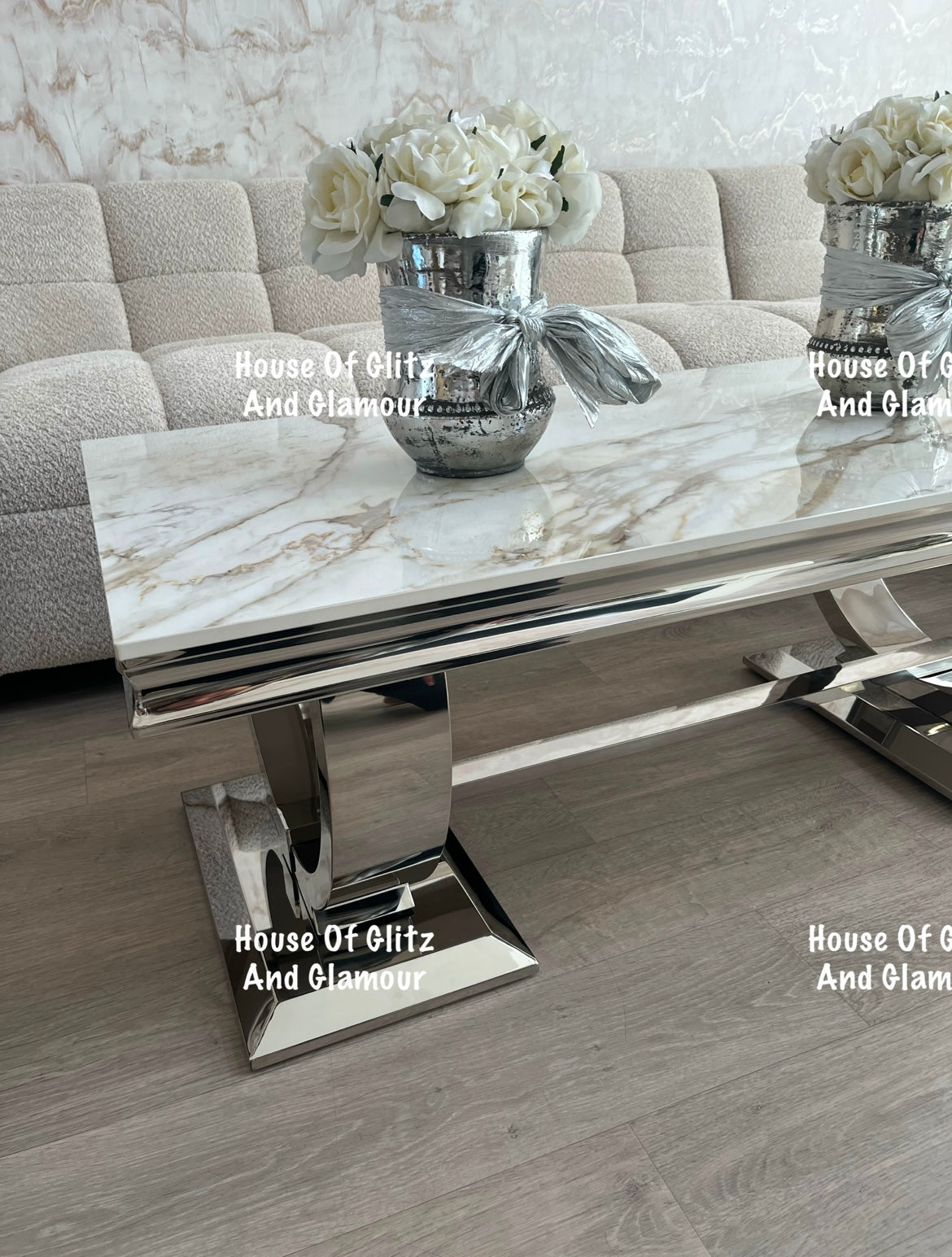Arianna Kata Gold Sintered Stone & Stainless Steel Circular Base Coffee Table 120cm x 60cm x 42cm (Copy)