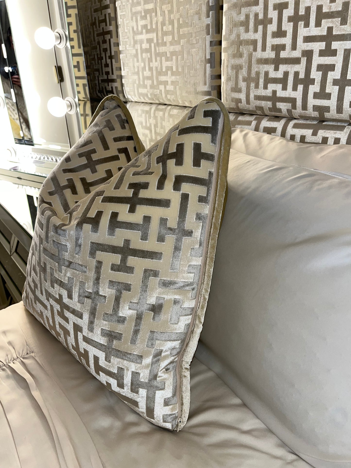 Aztech Cushion in Cream & Gold