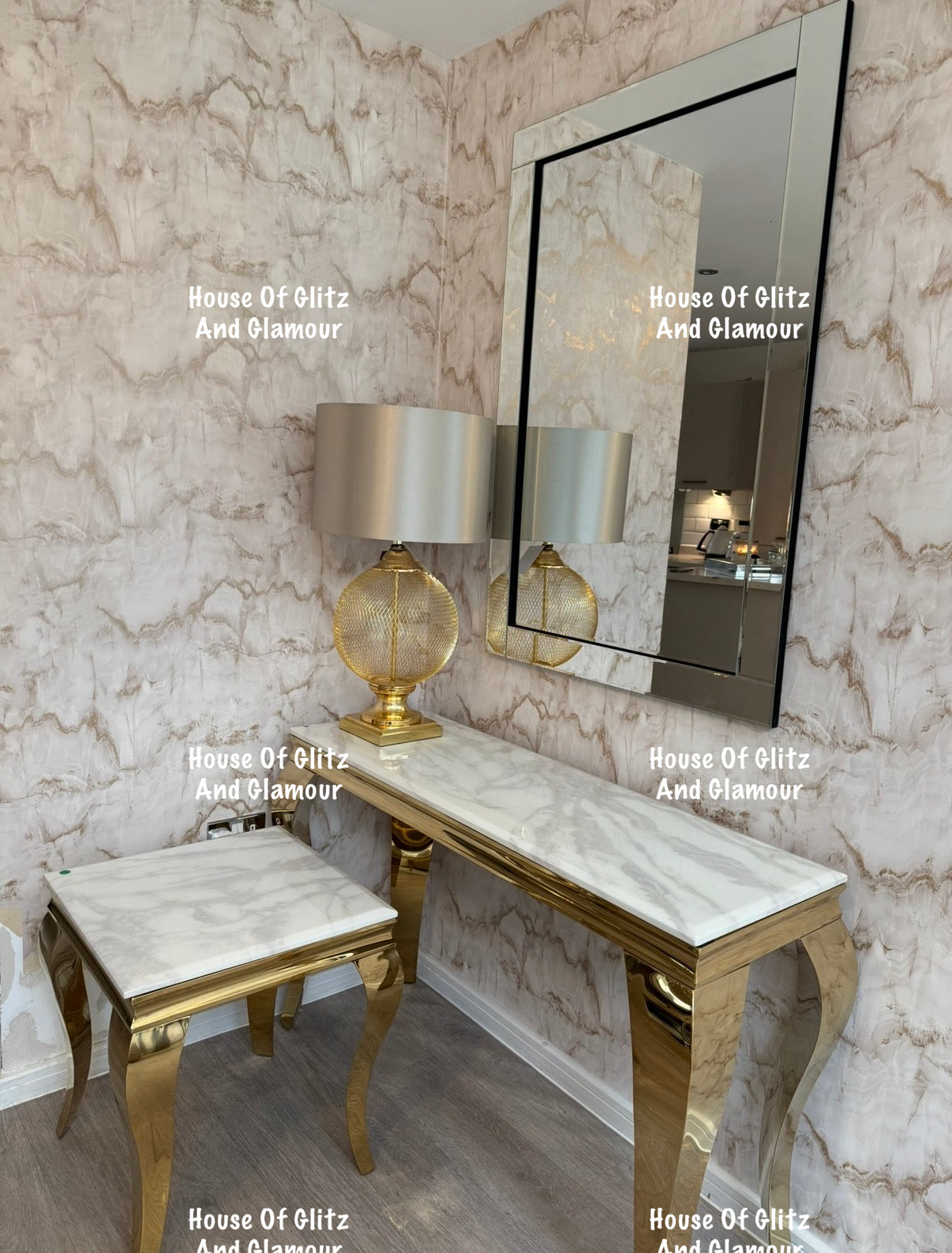Louis White Marble Console Table With Gold Legs 120cm x 40cm x 75cm