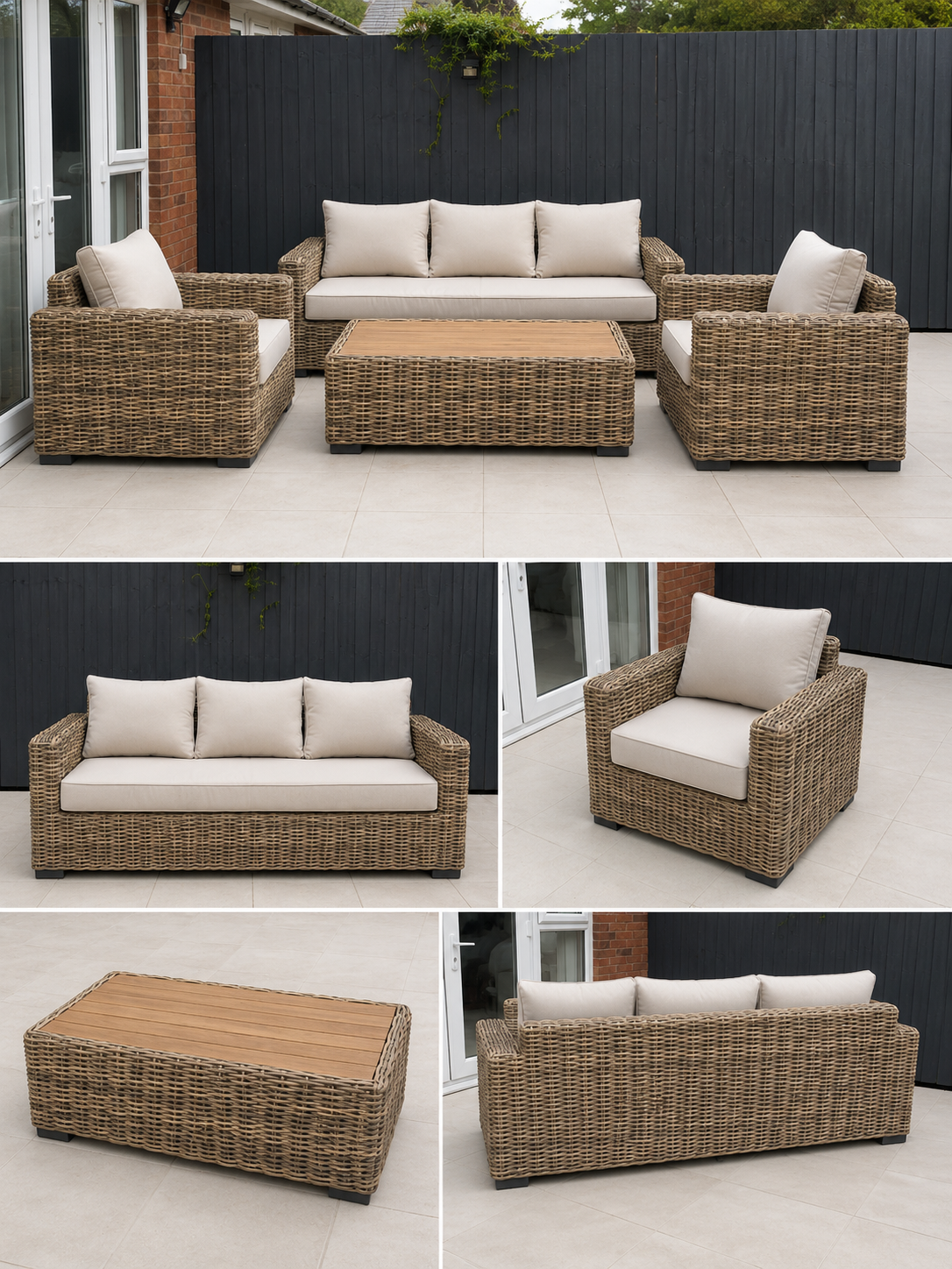 Portofino Luxury Weave Garden Lounge Set – Natural Weave & Cream Cushions