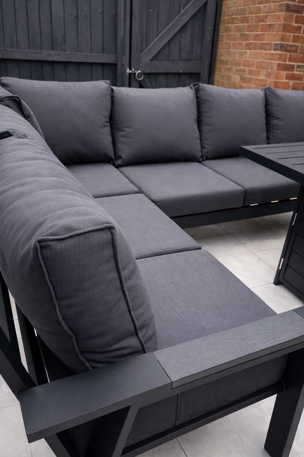 Dakota Black Aluminium 10 Seater Corner Fire Pit Dining Set