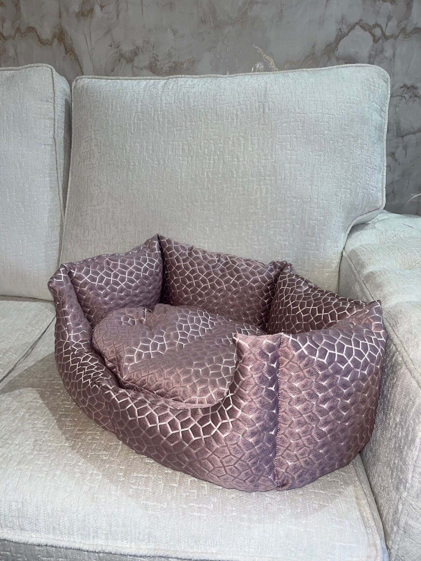 Dusky Pink & Silver Dog Bed