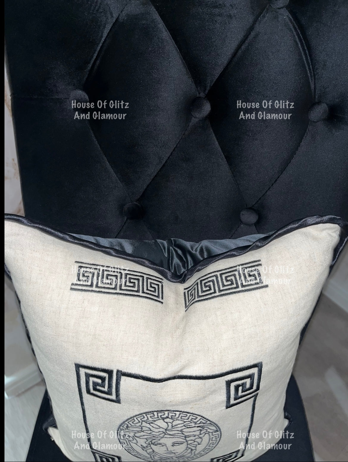 Medusa Cushion in Cream & Black ( option 2 )