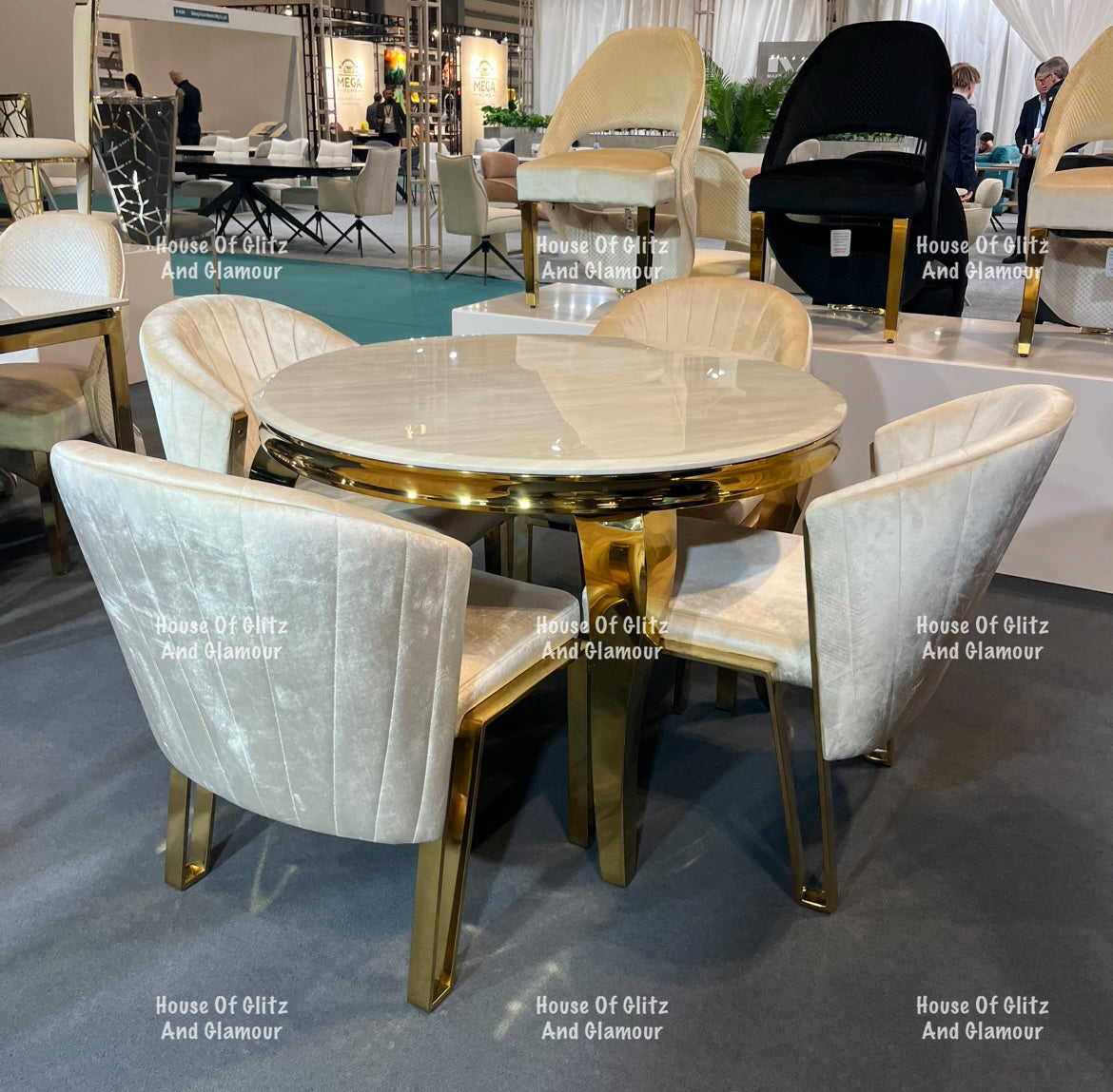 Fabi Black Velvet And Gold Breakfast Stool / Bar Stool