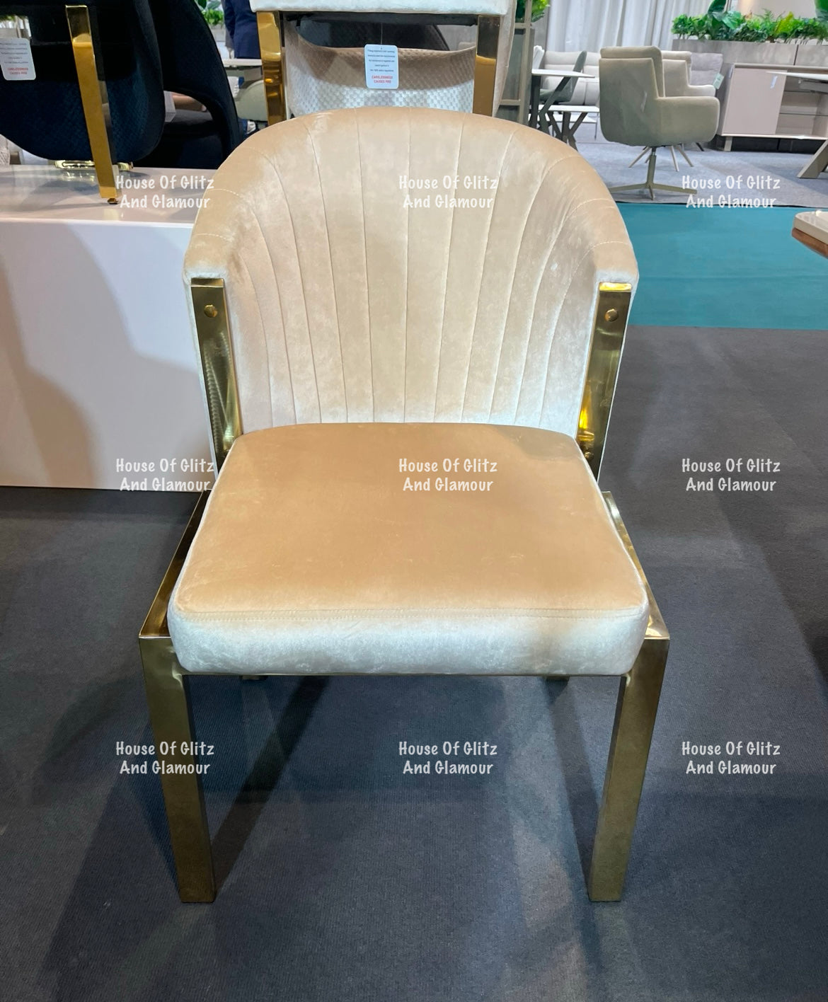 Fabi Cream Velvet And Gold Breakfast Stool / Bar Stool