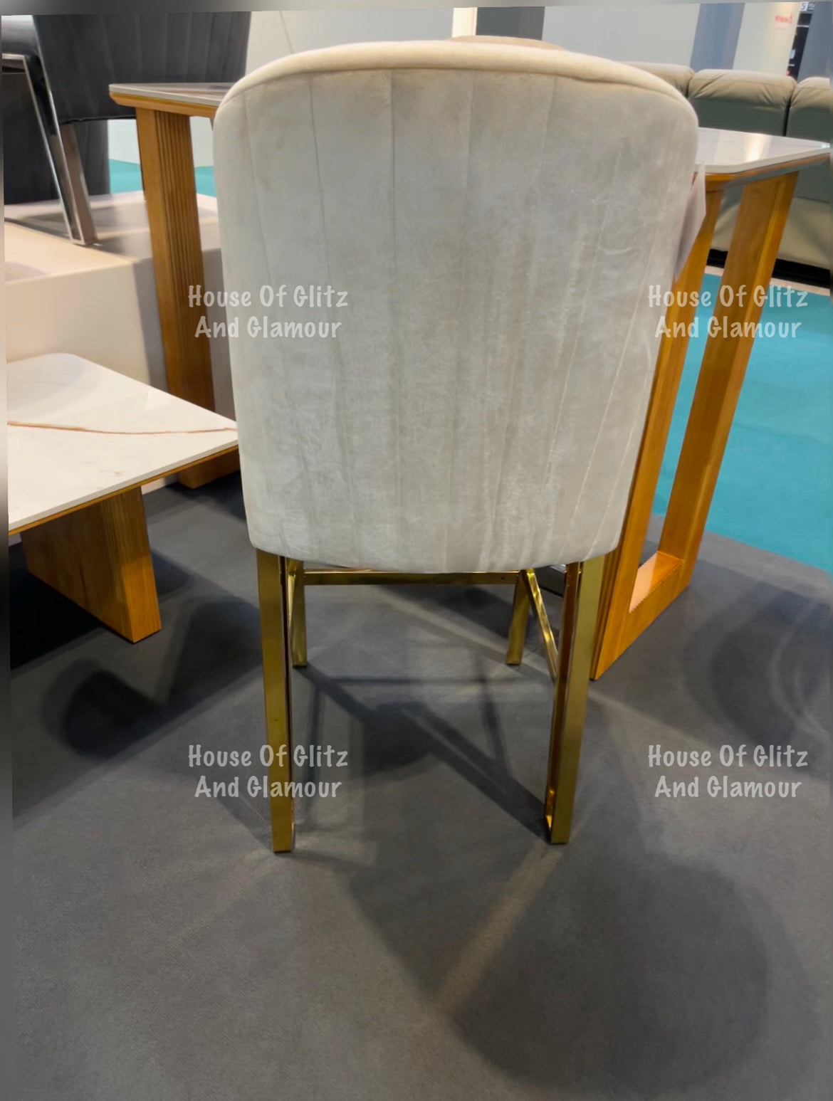 Fabi Cream Velvet And Gold Breakfast Stool / Bar Stool