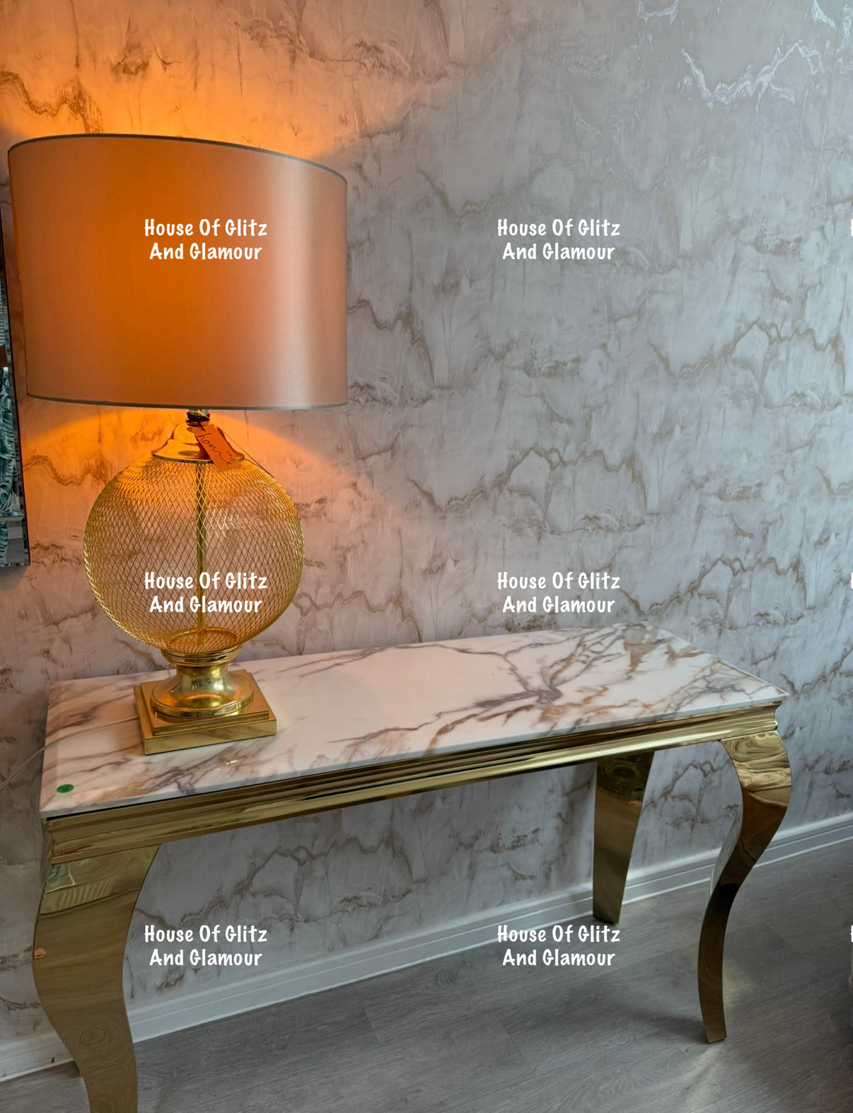 Louis Calacatta Effect White Marble Coffee Table With Gold Legs