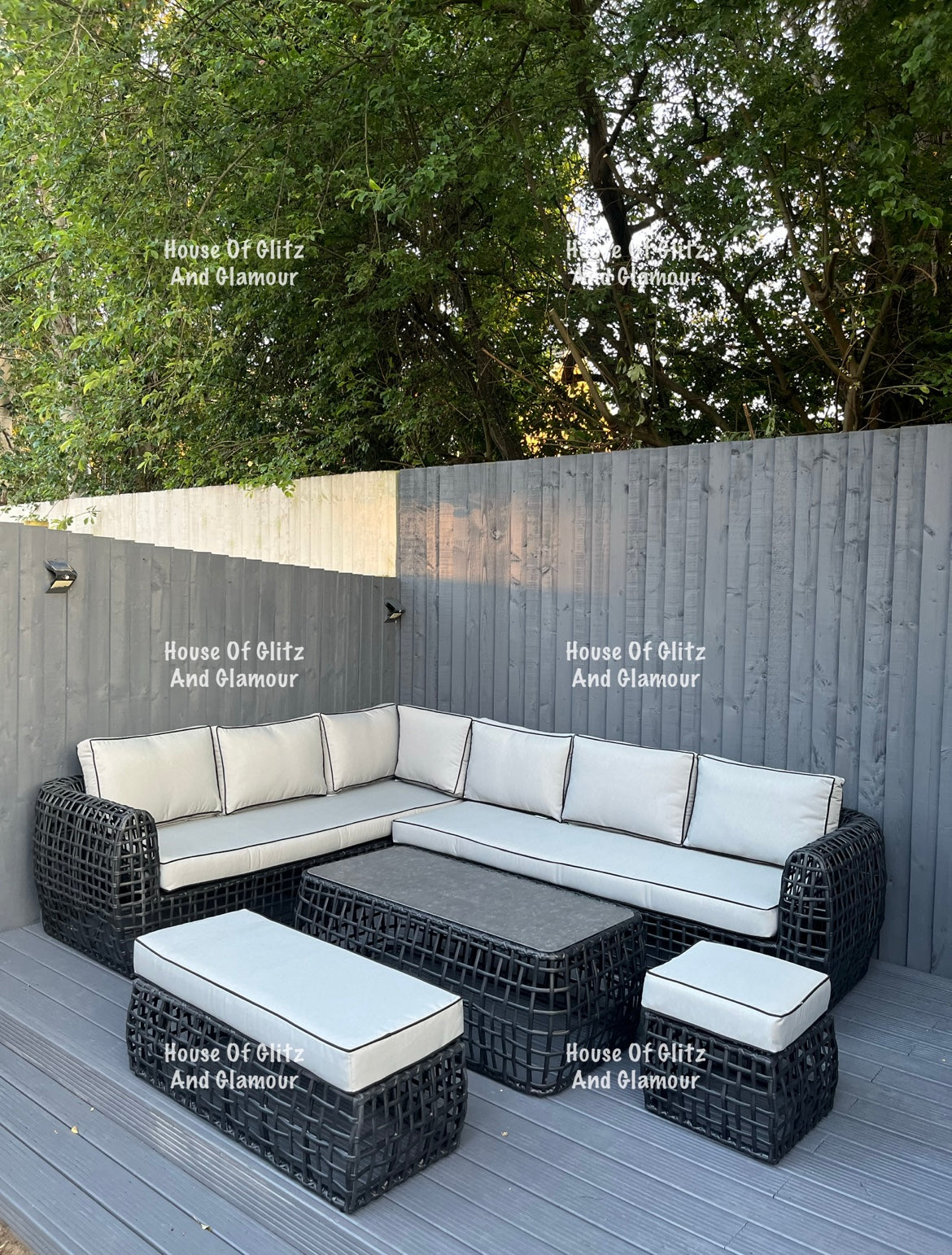 Ascot Aluminium 10 Seater Extra Large Lounging Corner Sofa + Coffee Table