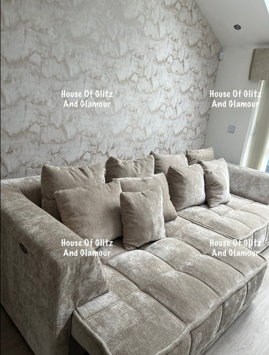 Cleopatra High Back 4 Seater Electronic Extendable Cinema Sofa - Mink