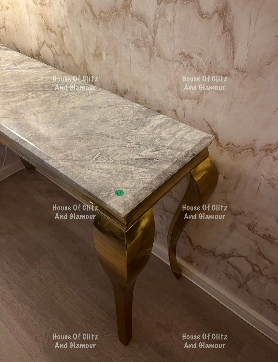 Louis Gold Console Table With Grey Marble Top  120cm x 40cm x 75cm