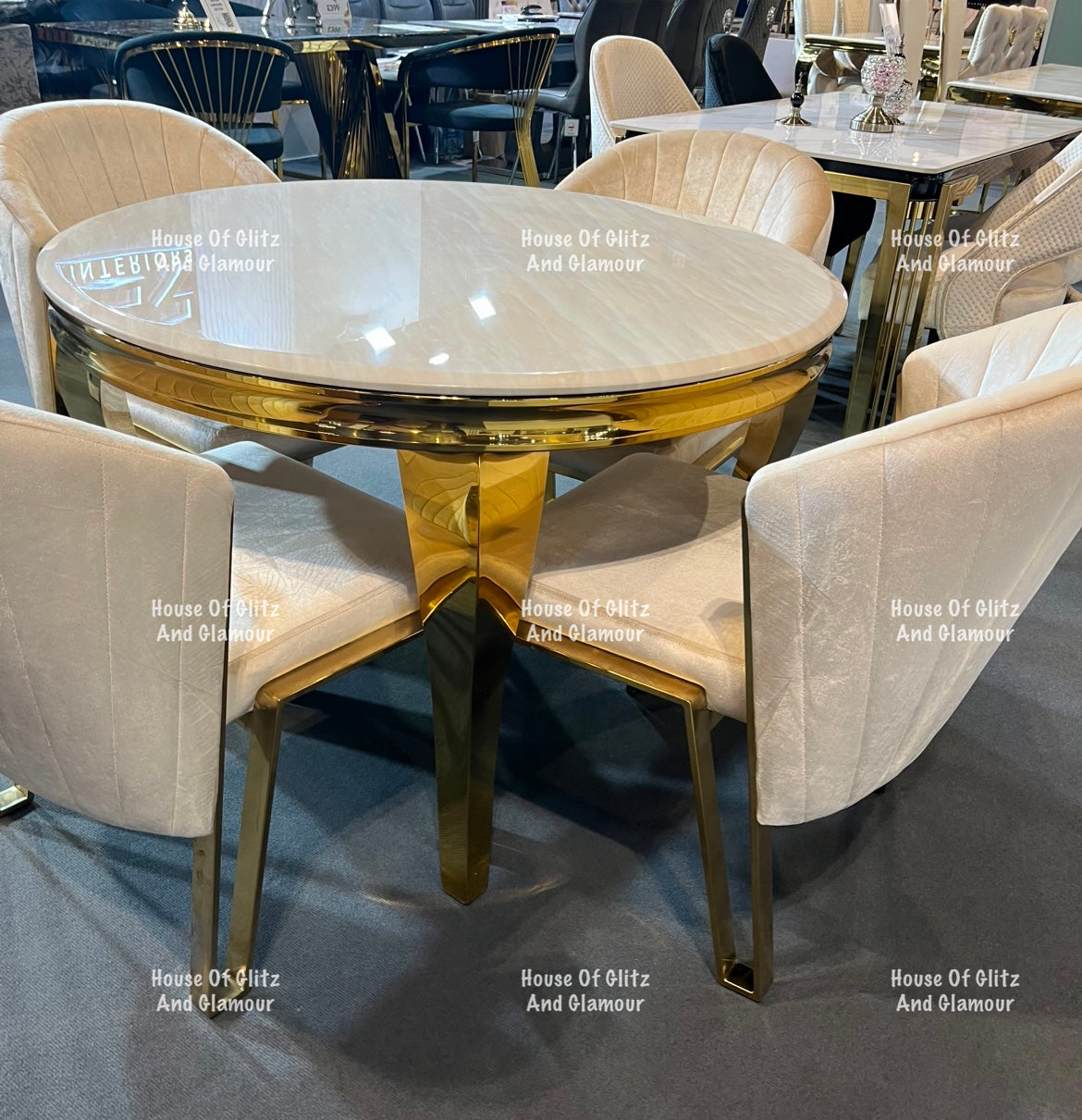 Fabi Black Velvet And Gold Breakfast Stool / Bar Stool