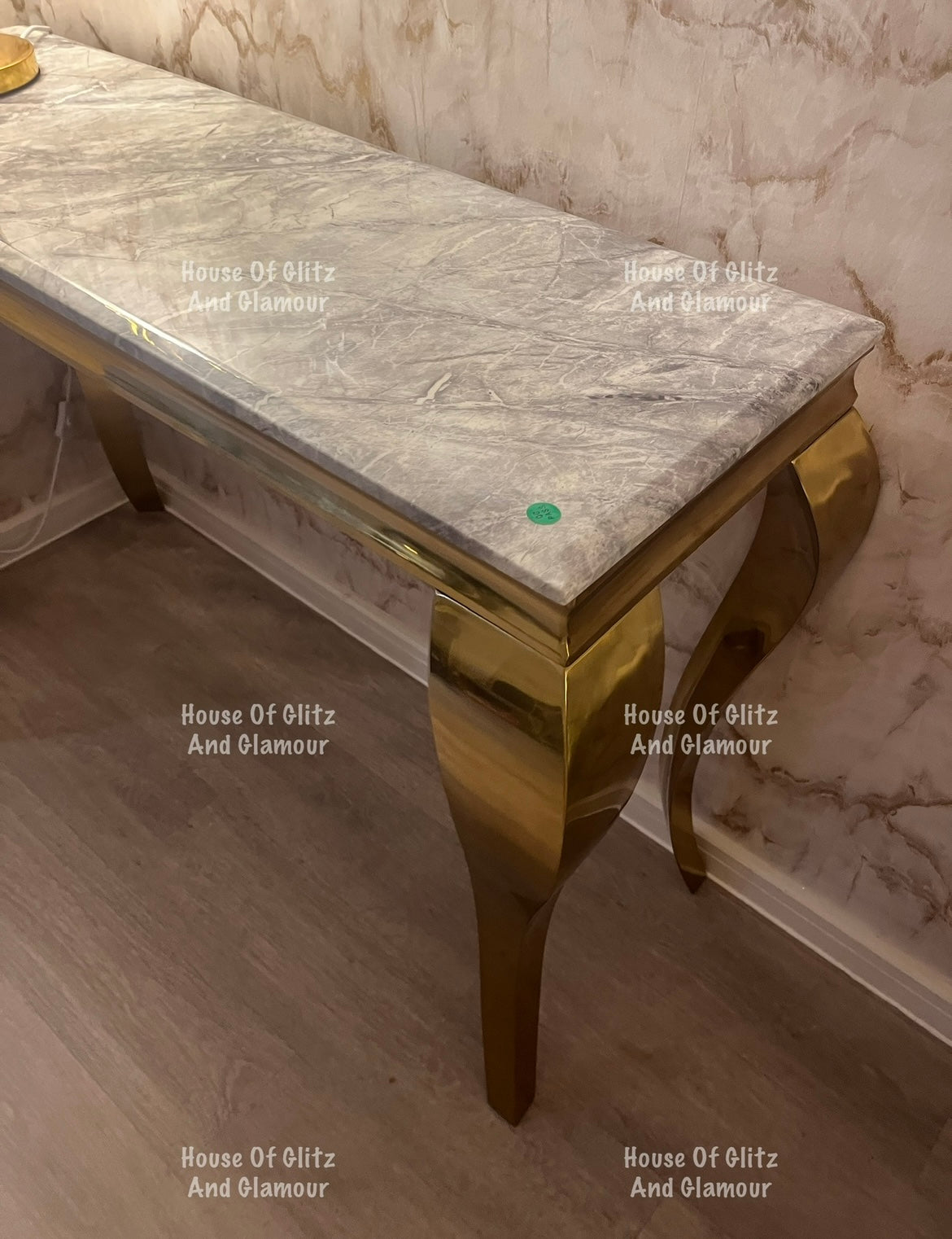 Louis Gold Console Table With Grey Marble Top  120cm x 40cm x 75cm