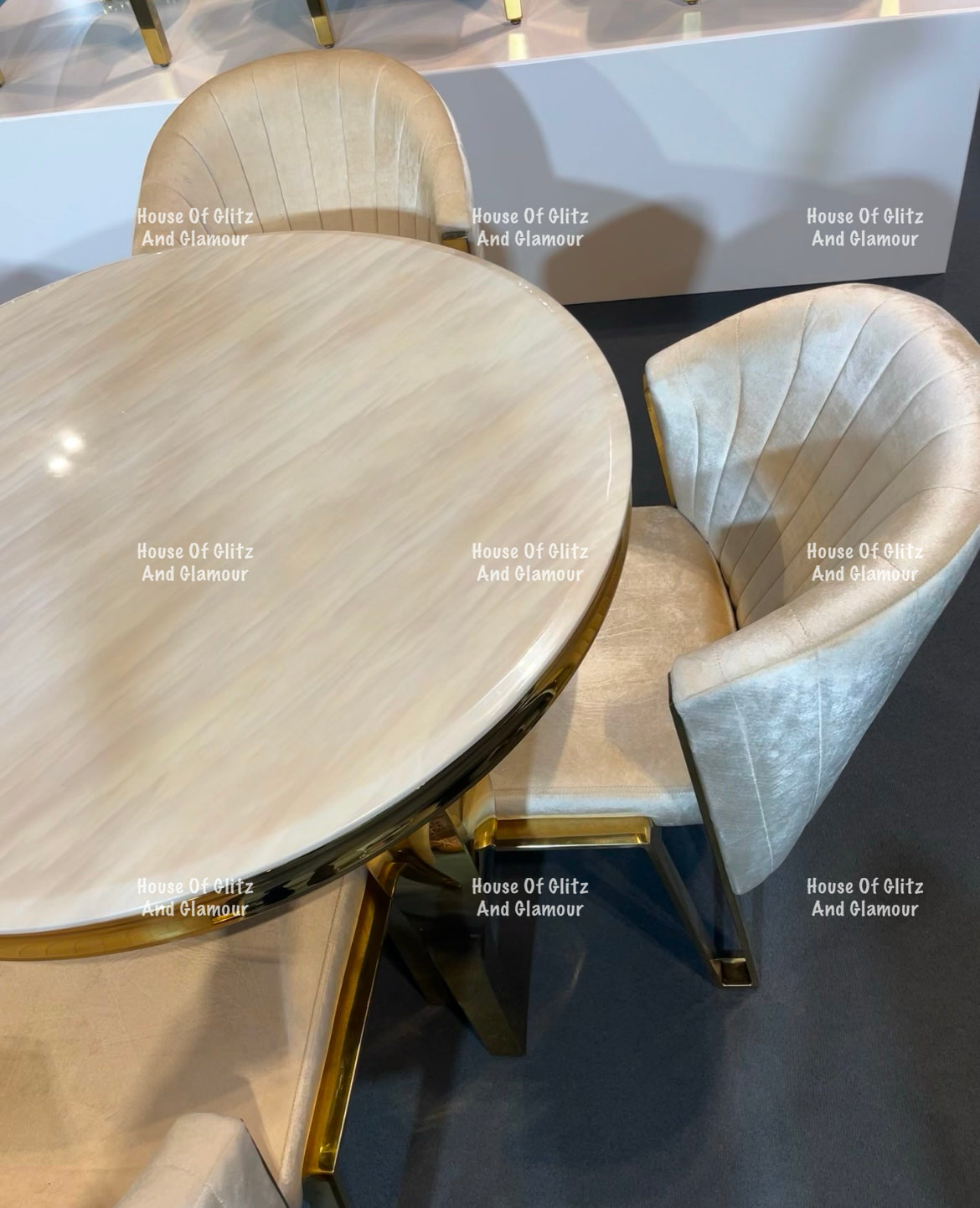 Fabi Cream Velvet And Gold Breakfast Stool / Bar Stool