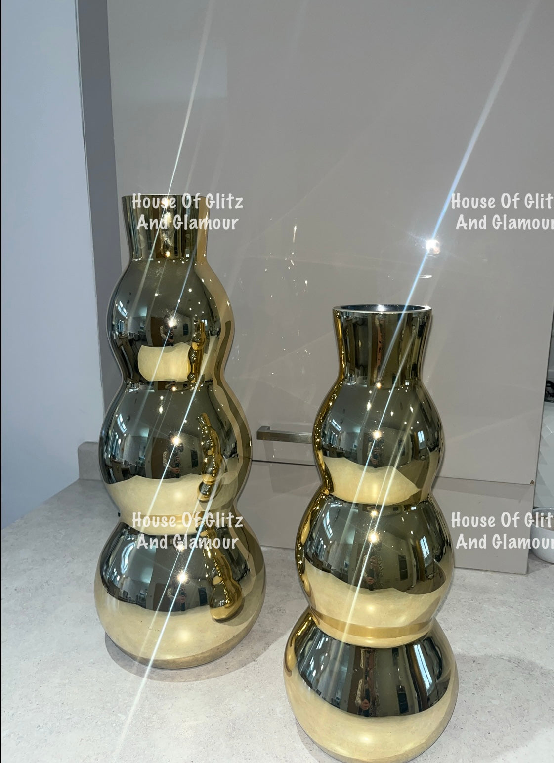 Gold Bubble Shape Glass Vase 50cm