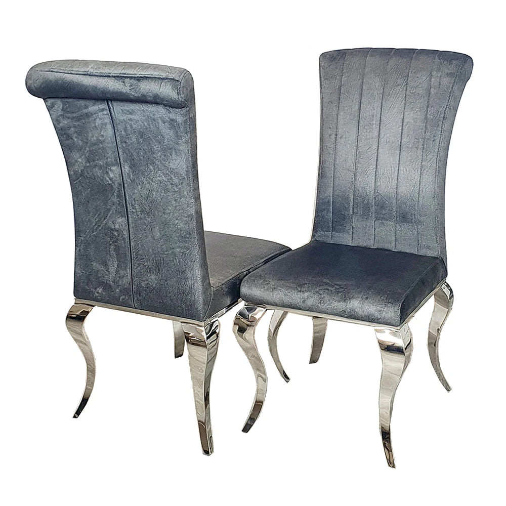 Lia Grey High Back Velvet Dining Chair