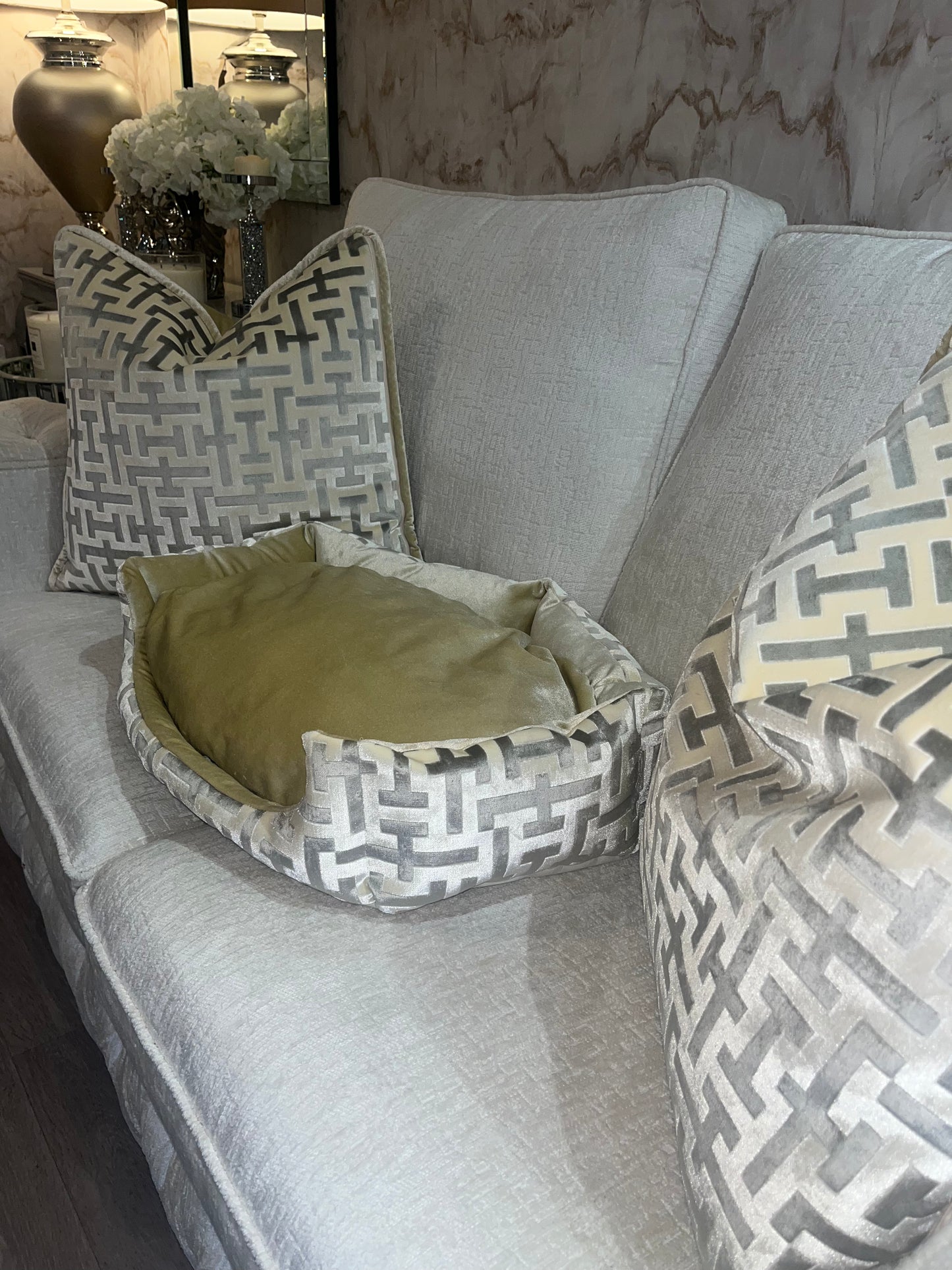 Aztech Cushion in Cream & Gold