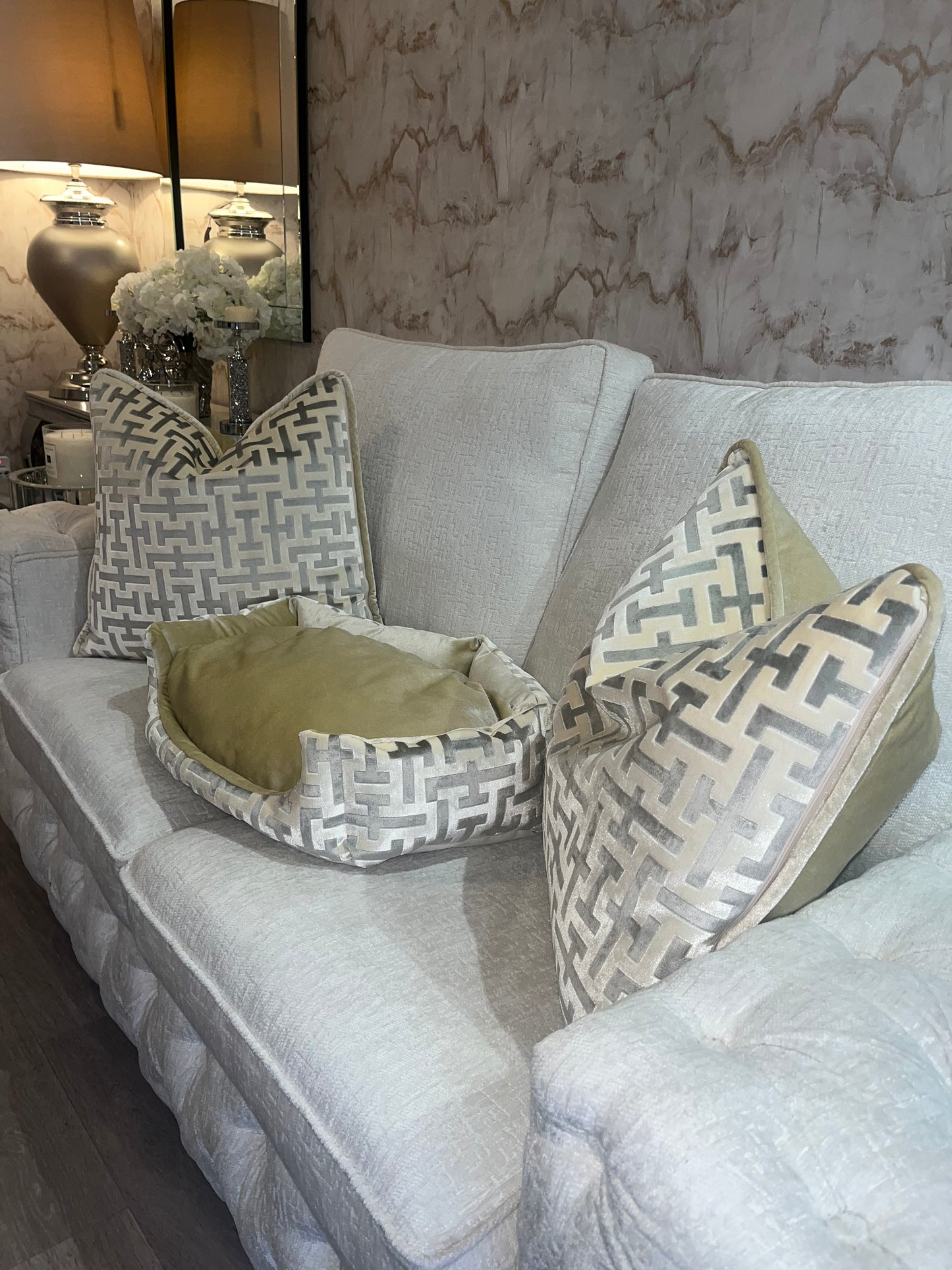 Aztech Cushion in Cream & Gold