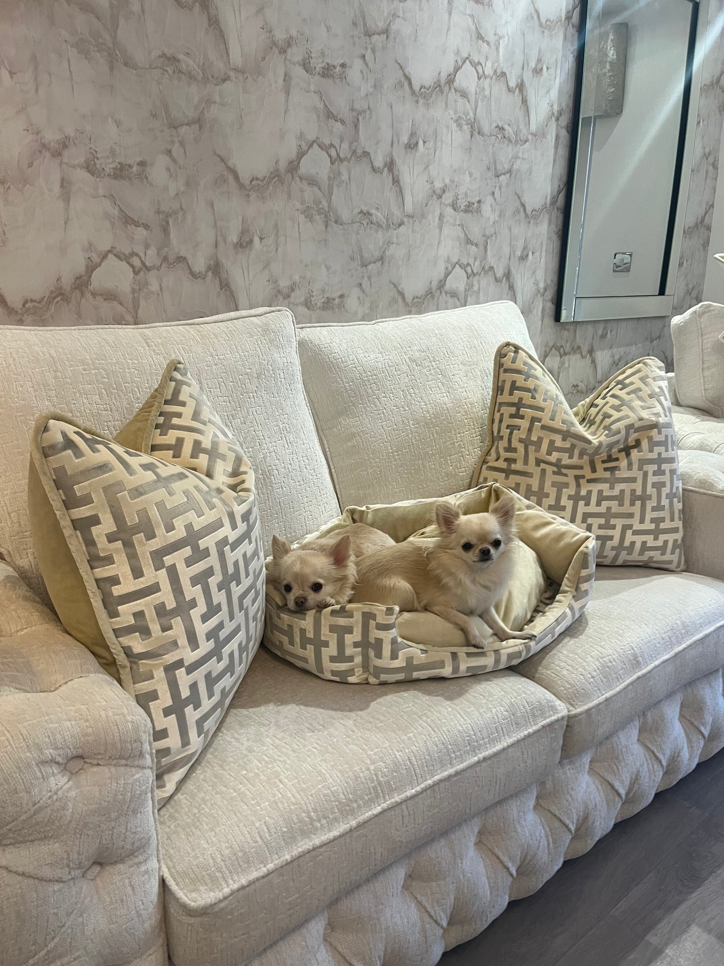 Aztech Cushion in Cream & Gold