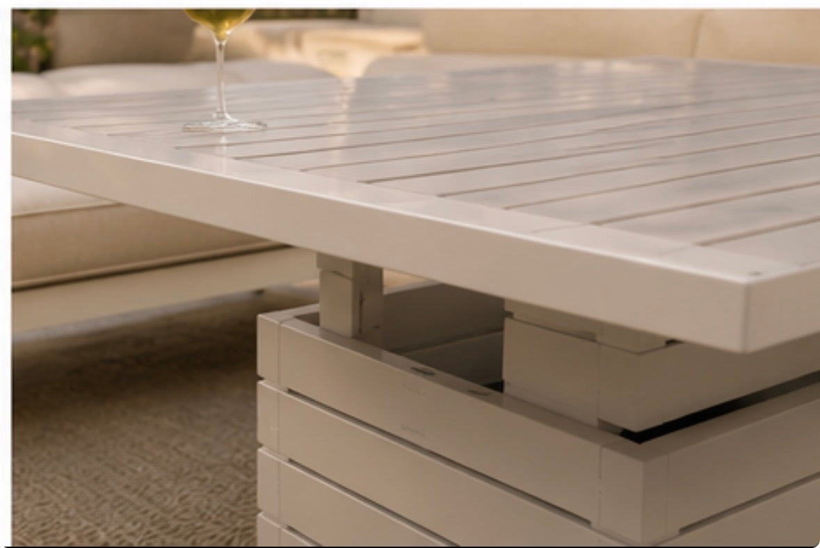 Capri Cream Aluminium Corner Dining Set with Rise & Fall Table