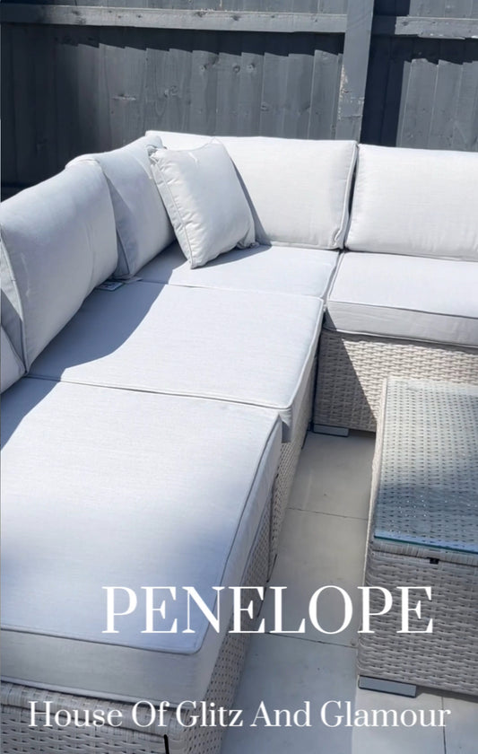 Penelope U Shape Rattan Corner Sofa & Table Set