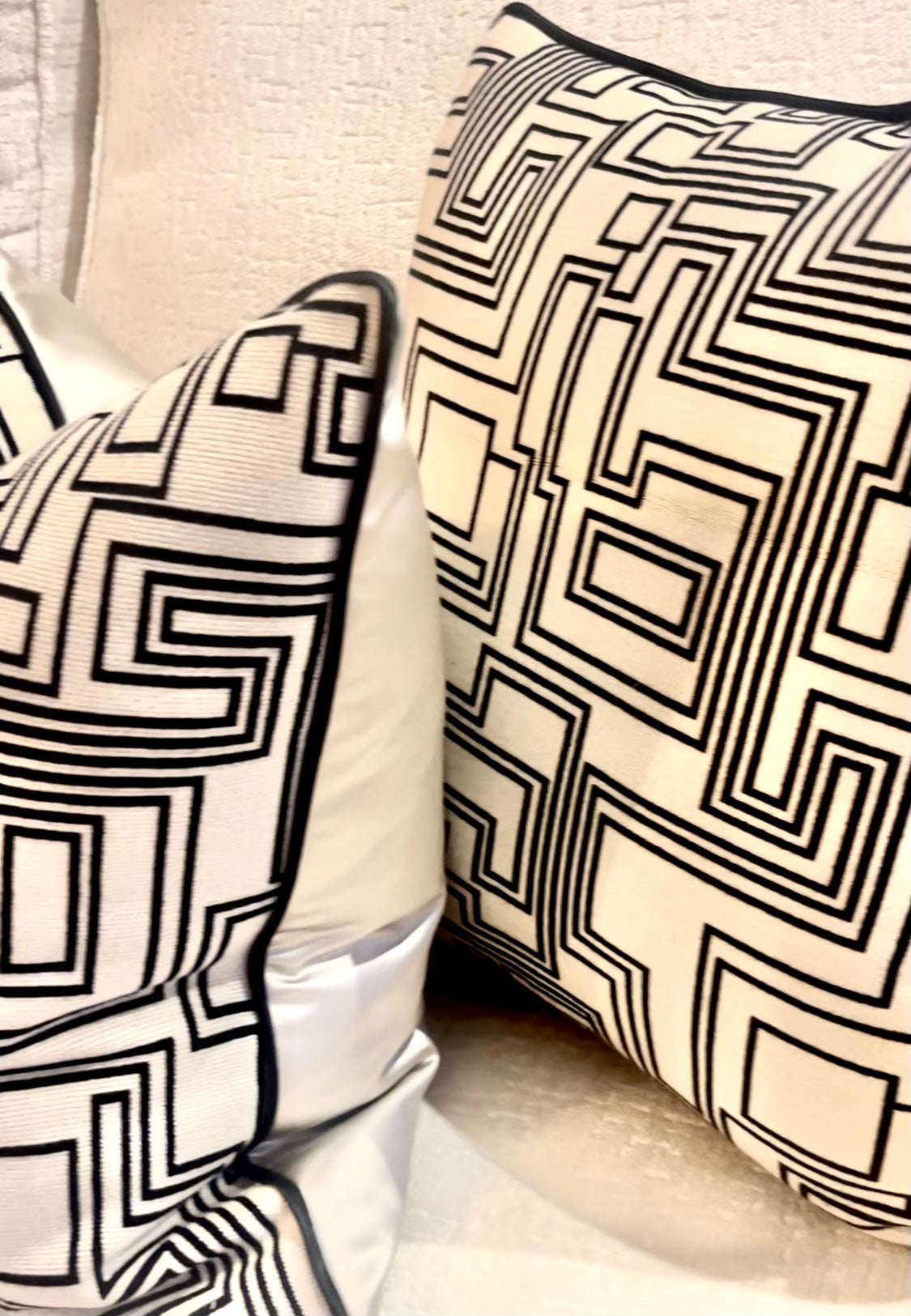 Aztec Cushion in Cream and Black