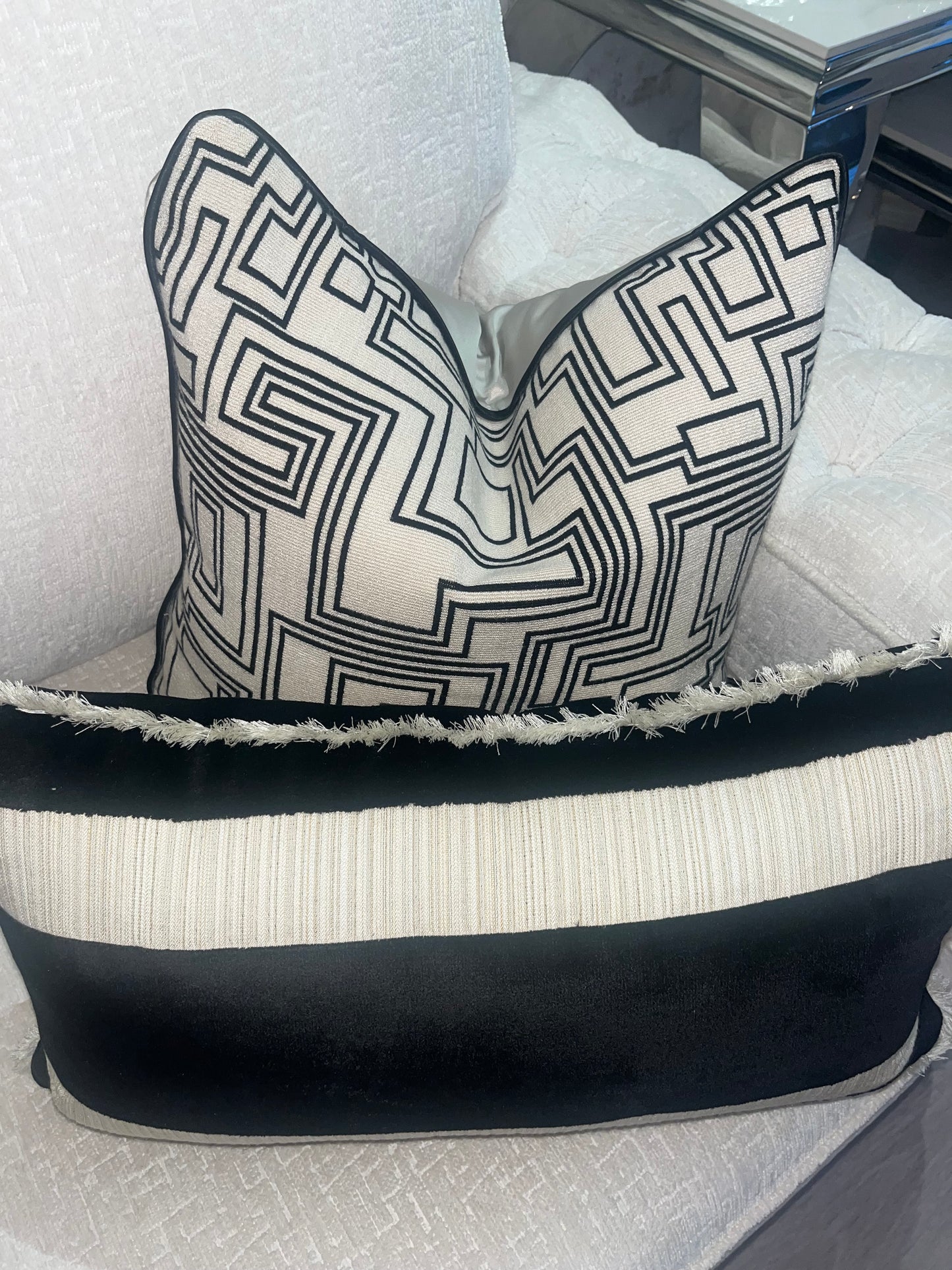 Aztec Cushion in Cream and Black