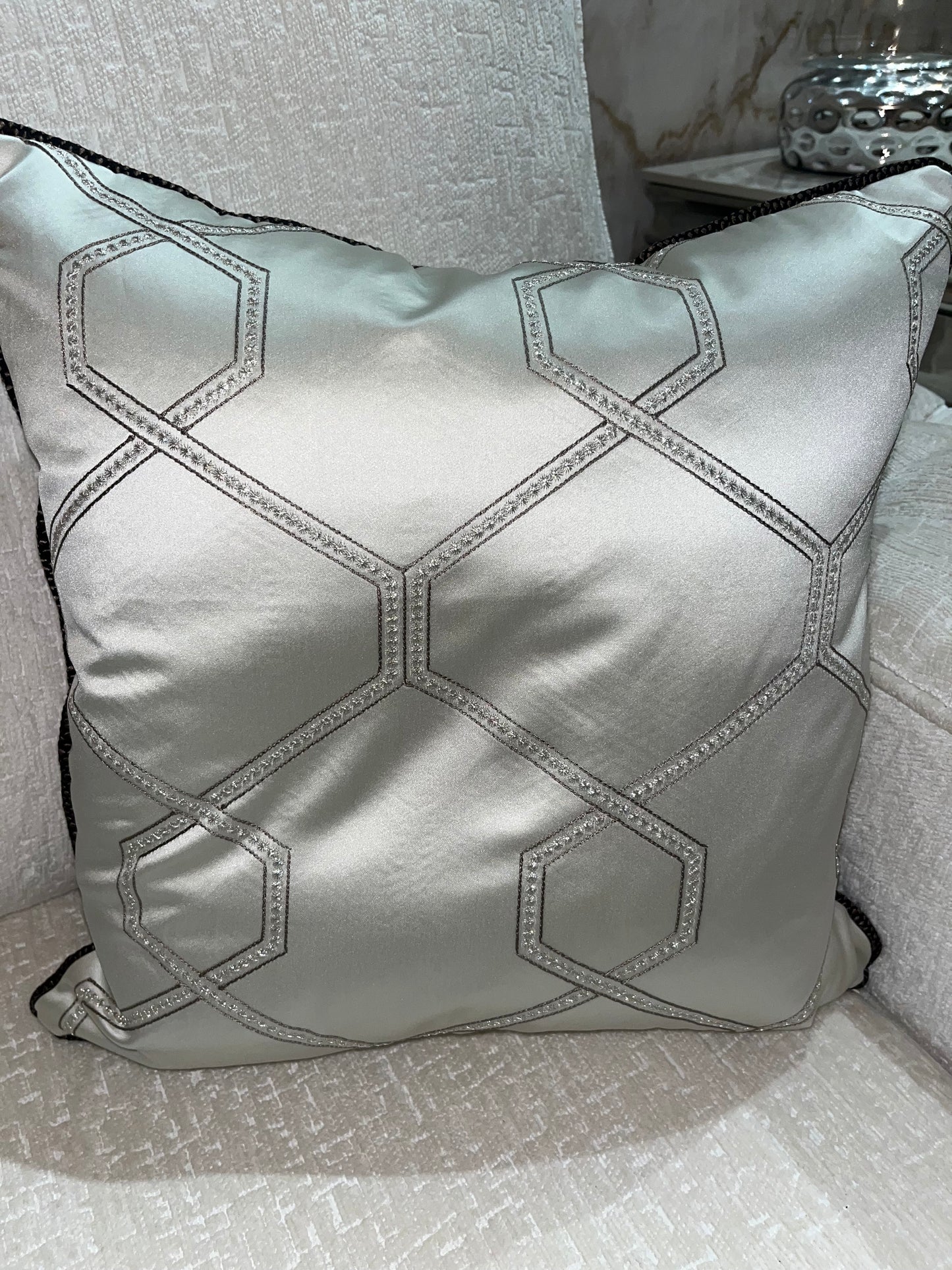Silver Diamanté Cushion