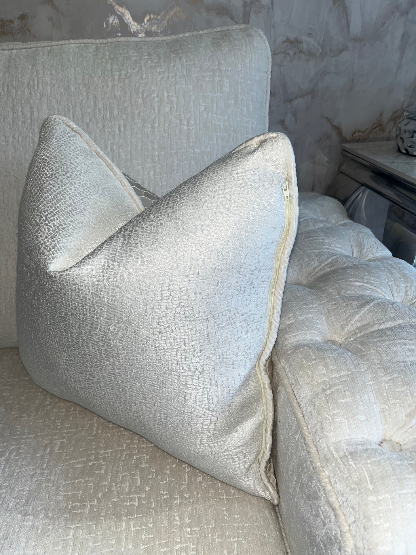 Waffle Reversible Cushion in Cream / White
