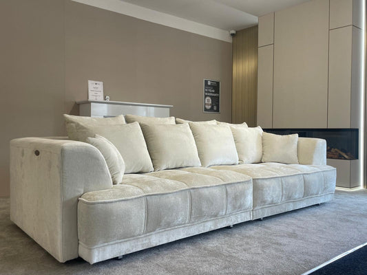 Cleopatra High Back 4 Seater Electronic Extendable Cinema Sofa - Cream