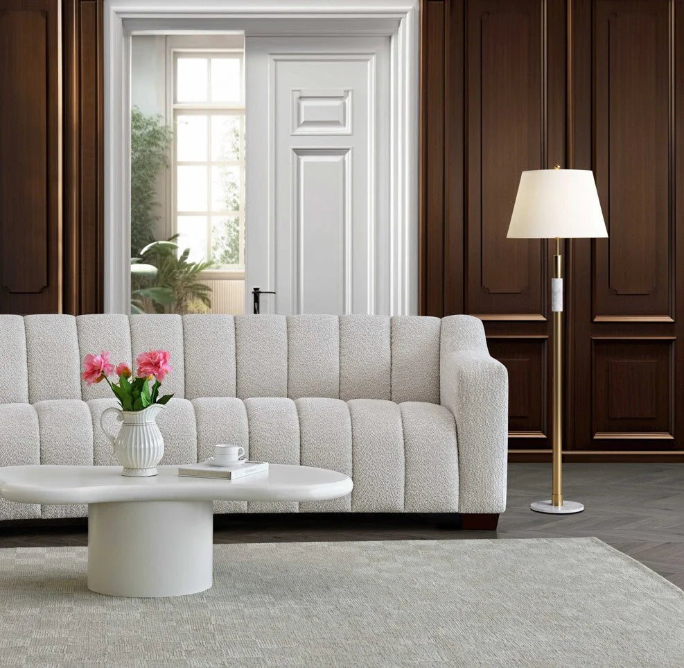 Alexa 3 Seater Boucle Sofa in Oatmeal Boucle Fabric