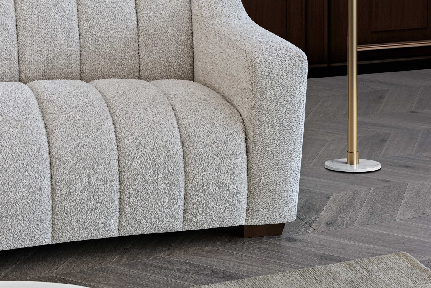 Alexa 3 Seater Boucle Sofa in Oatmeal Boucle Fabric