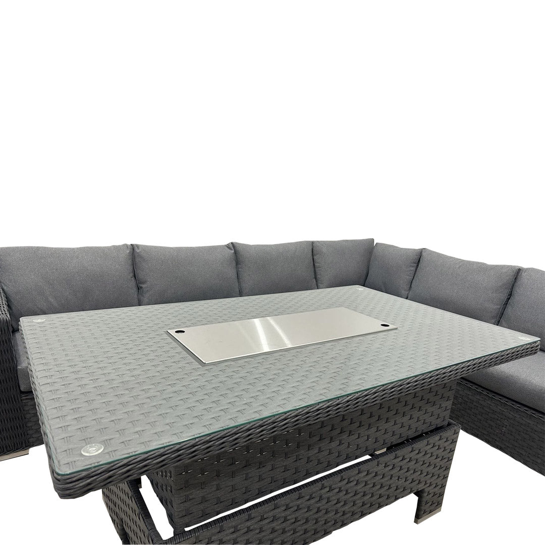 JAMAICA CORNER RISING DINING SET WITH FIRE PIT